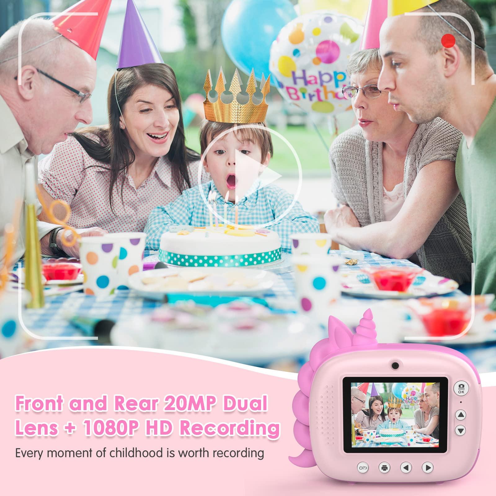 HiMont HiMont Kids Camera Instant Print, Selfie Digital Camera for Kids with Print Paper & 32G Card, 2.5K Video & Instant Print Camera with Color Pens for DIY, Fun Gift for Girls Boys 3-12 Years Old (Pink)