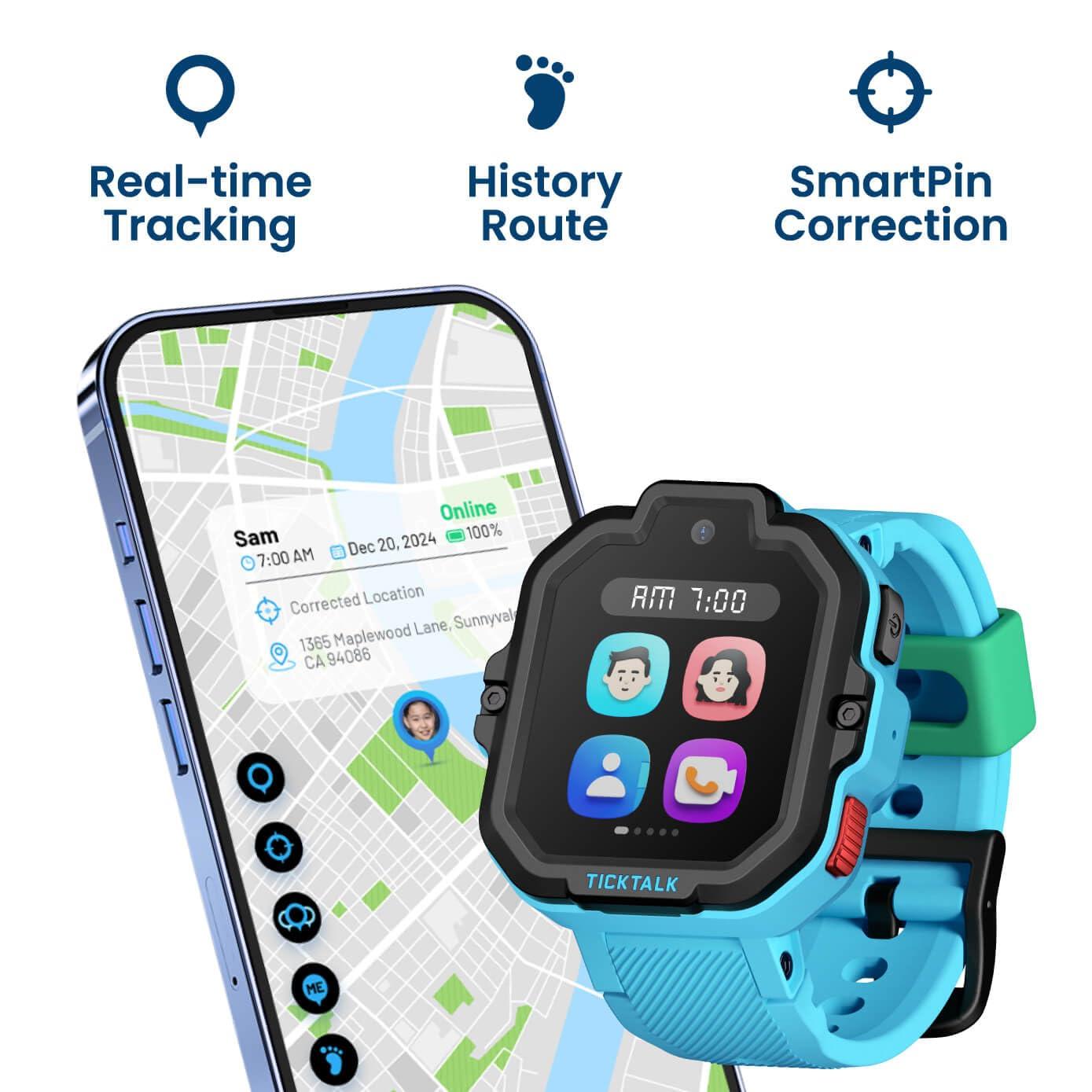 TickTalk TickTalk5 LTE Kids Smart Watch with GPS Tracker, Phone Watch, Advanced Parental Controls, Video & Voice Calls, Text, School Mode, Free Music, SOS & 911, Safety Alerts, Pre-Installed SIM