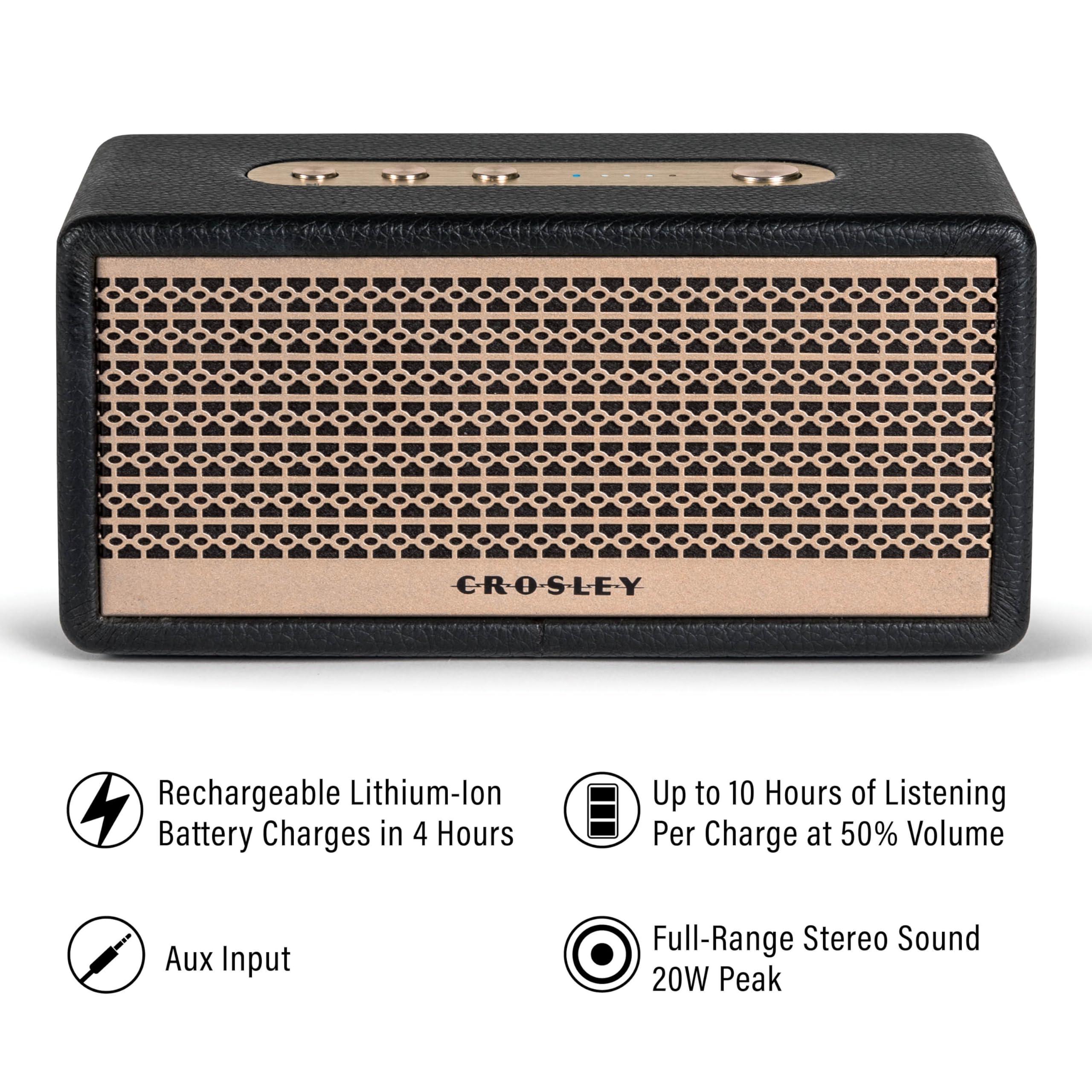 Crosley Crosley CR3113A-BK Montero Small Portable Rechargeable Bluetooth Speaker, Black