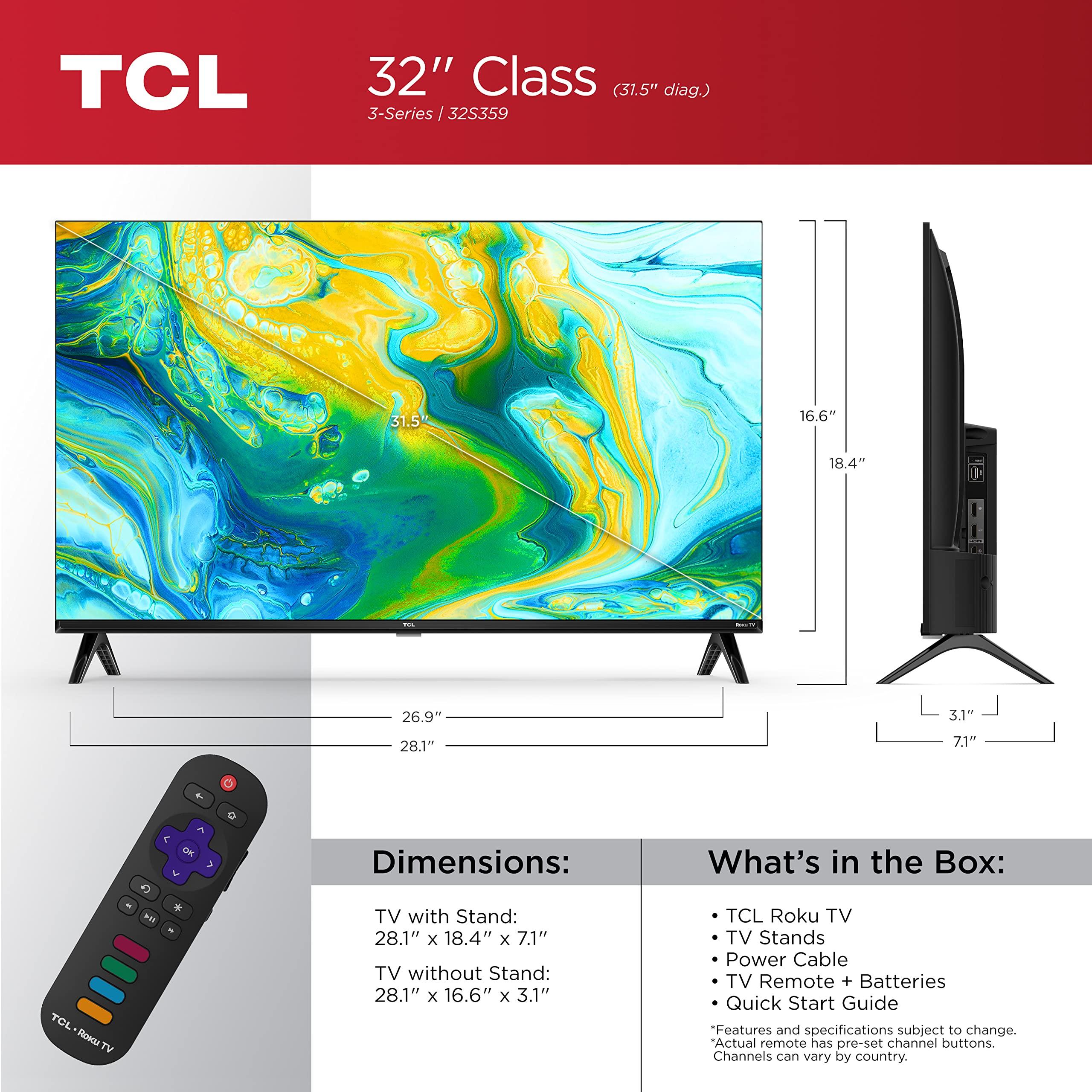 TCL TCL 32" Class 3-Series Full HD 1080p LED Smart Roku TV - 32S359,Black