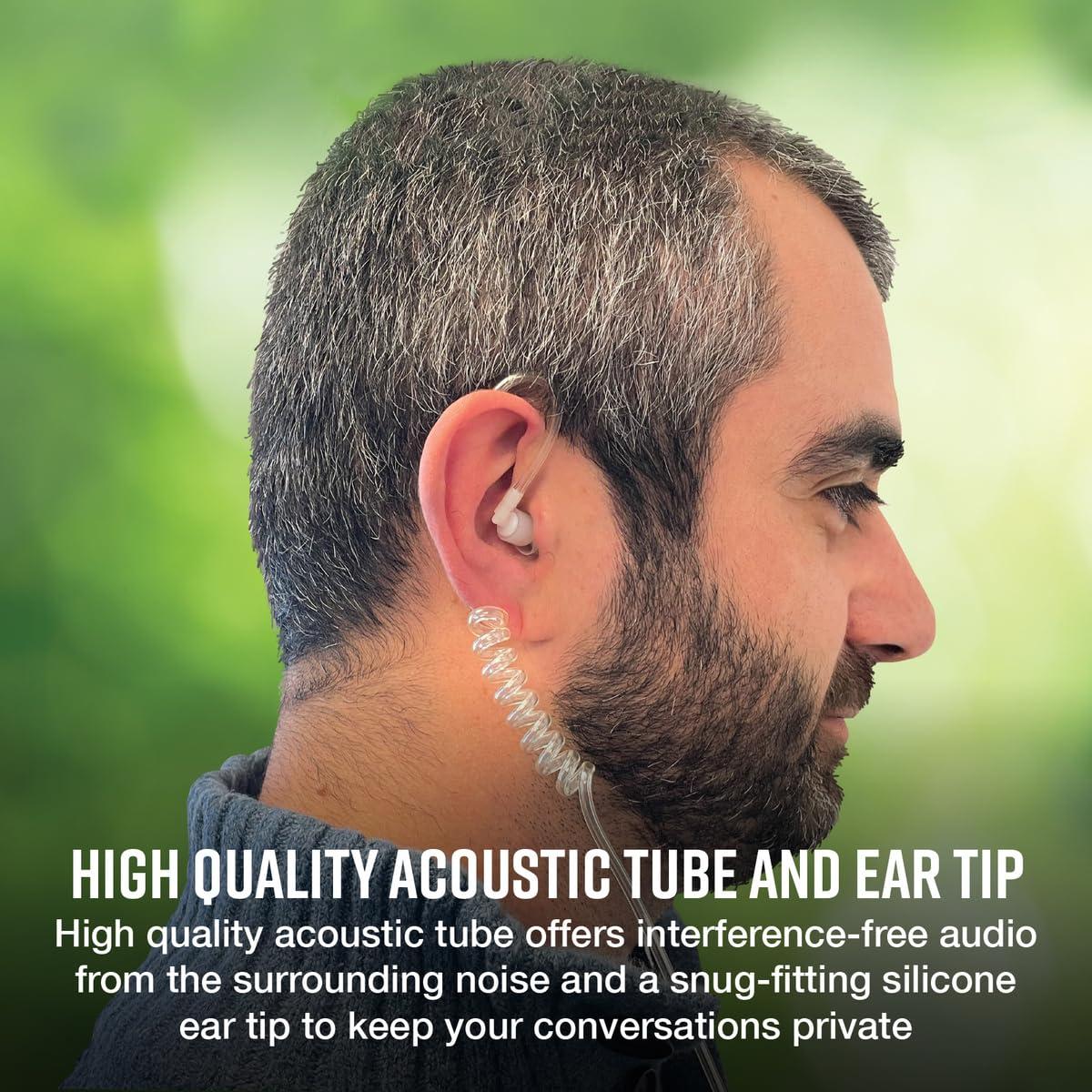 Cobra Cobra ACXT145 Compact and Lightweight Walkie Talkies for Adults & Compatible Cobra Surveillance Headset: Rechargeable, 22 Channels, Long-Range, 2 Two-Way Radios, 2 Headsets, Black/Orange