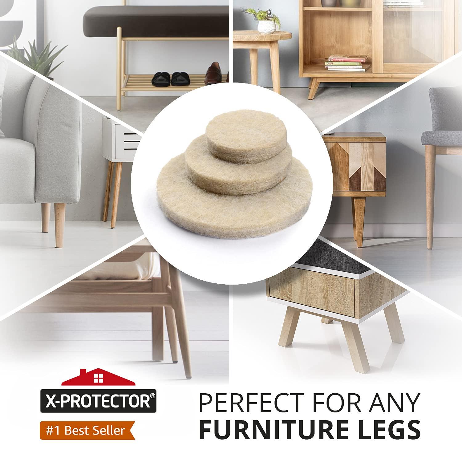 X-Protector Felt Furniture Pads X-PROTECTOR 181 PCS Premium Furniture Pads - Felt Pads Furniture Feet Best Wood Floor Protectors - Protect Your Hardwood & Laminate Flooring!