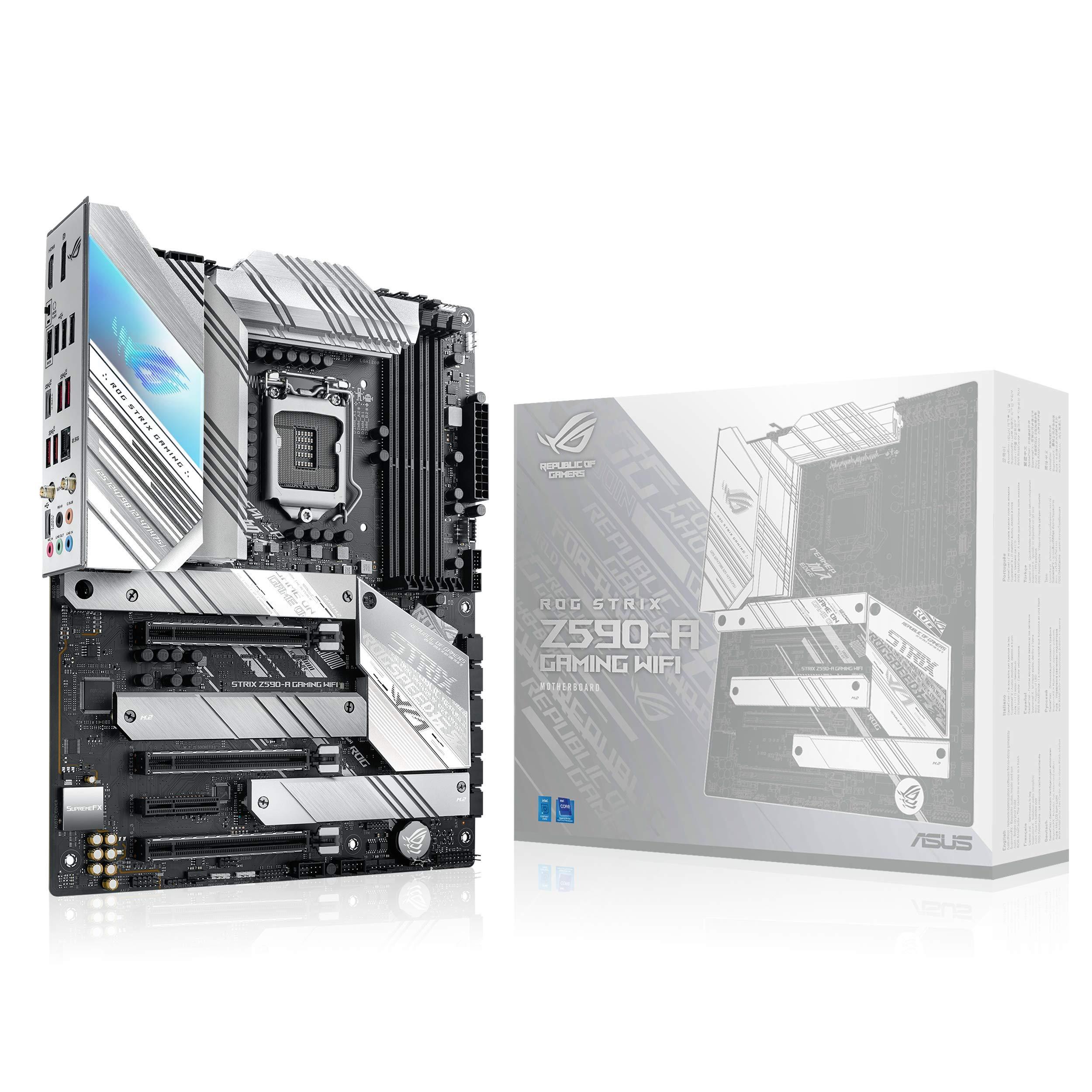 ASUS ROG Strix Z590-A Gaming WiFi 6 LGA 1200(Intel® 11th/10thGen) ATX White Scheme Gaming Motherboard (PCIe 4.0, 14+2 Power Stages, WiFi 6, Intel® 2.5 Gb LAN, Thunderbolt™ 4, 3X M.2/NVMe SSD, Aura RGB)