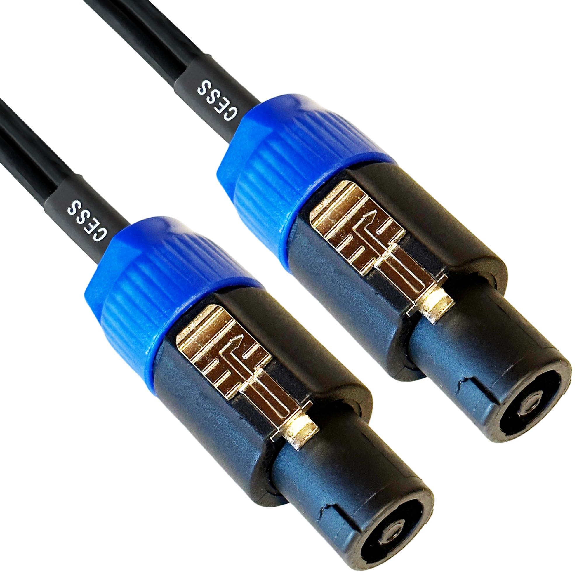 CNCESS CESS-276-6f Braided-Type Pin Banana Plug to Speakon Speaker Cable, Secure Contact with Spring Clips, Super Soft Silicone 12 Gauge Wires (6 Feet)