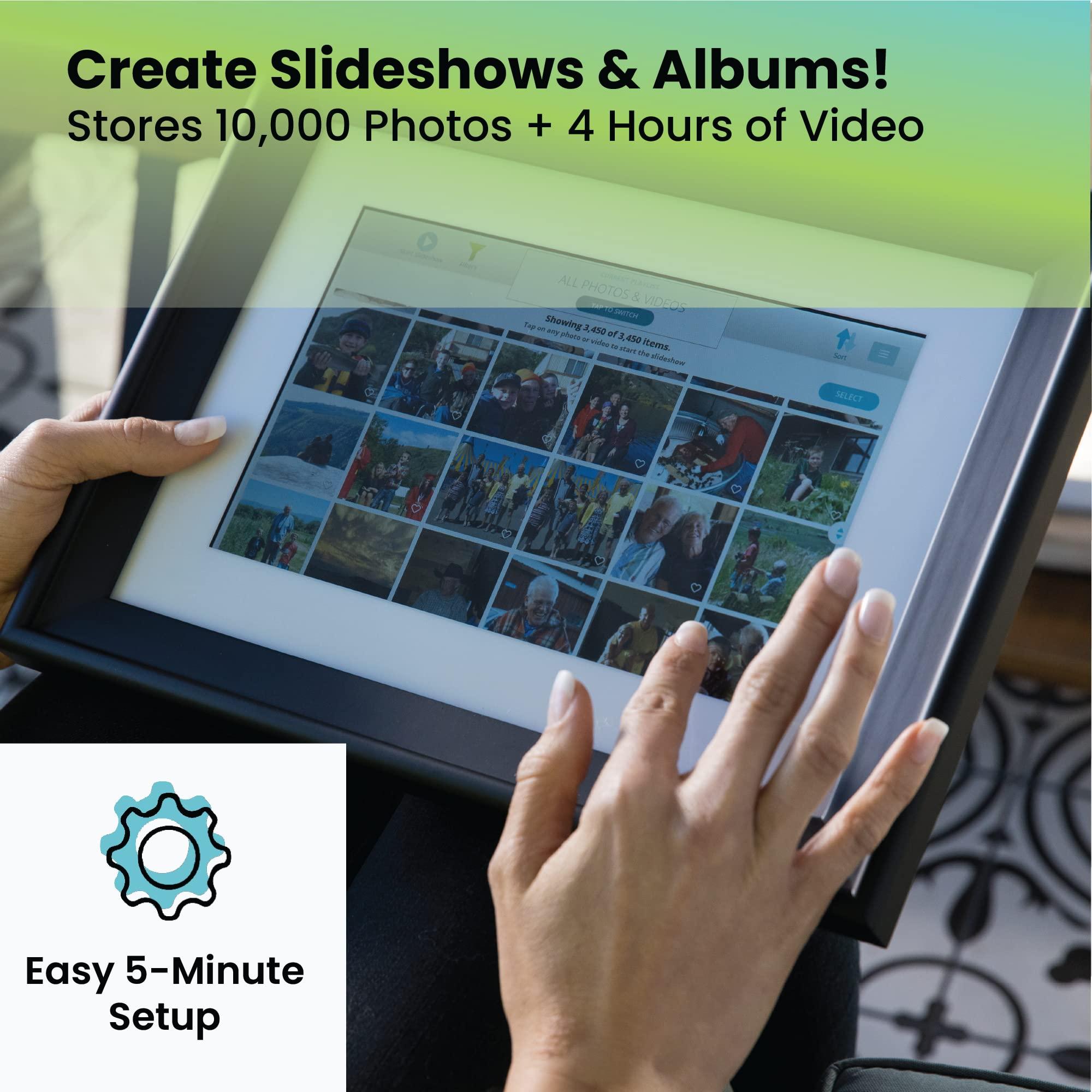 PhotoSpring PhotoSpring 10 inch WiFi Digital Picture Frame | Send Photos by Email, Web or Our Free App | Electronic Picture Frame with Touchscreen & 32GB Internal Memory | Easy Setup | Play Videos up to 5 min