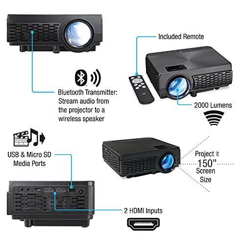 GPX GPX Mini Projector with Bluetooth, USB and Micro SD Media Ports, Includes Remote (PJ300B)