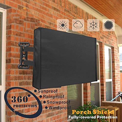 LKXHarleya LKXHarleya Outdoor TV Cover, Wall-Mounted TV Screen Dust Cover Black Heavy Duty Waterproof Oxford TV Protector Fit for 55-58 Inch