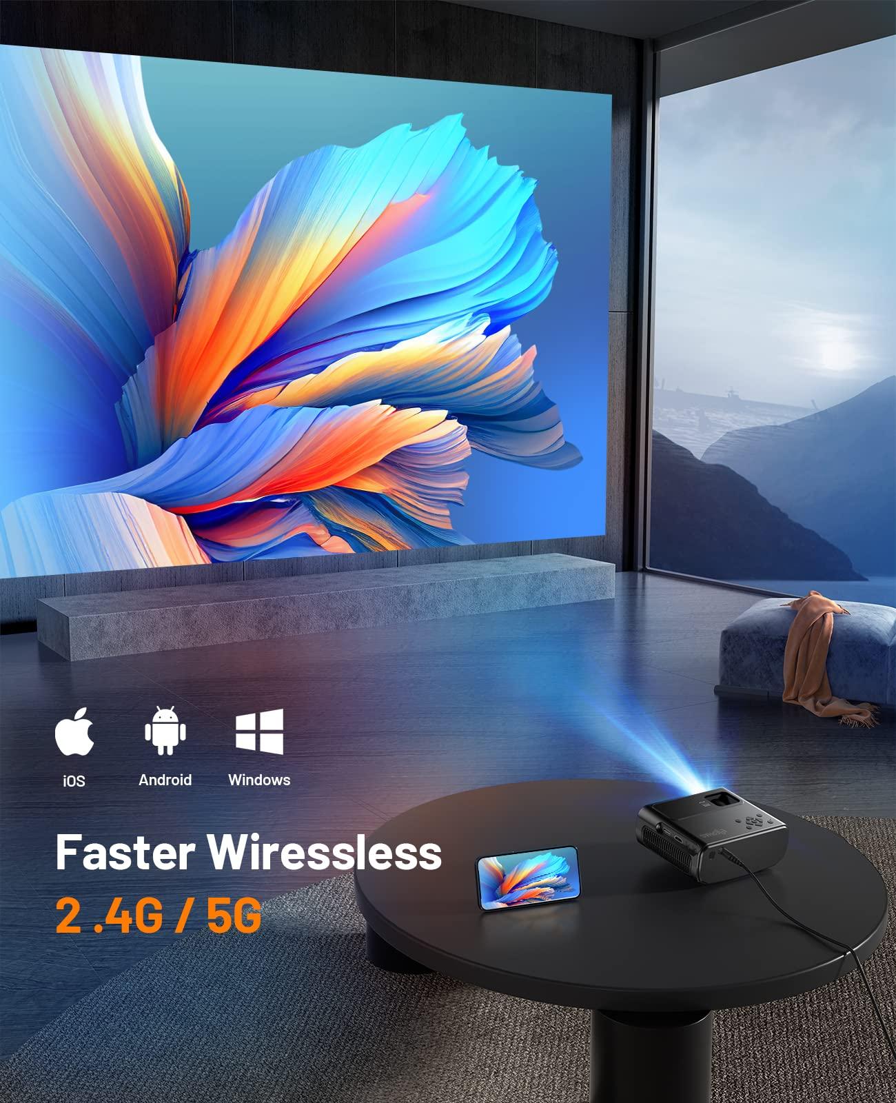 ELEPHAS WiFi Projector for iPhone, ELEPHAS 2024 Upgraded Mini Projector with Tripod & Carry Bag, Full HD 1080P Supported, 200" Display Portable Projector, Compatible with iOS/Android/Windows/TV Stick/HDMI/USB