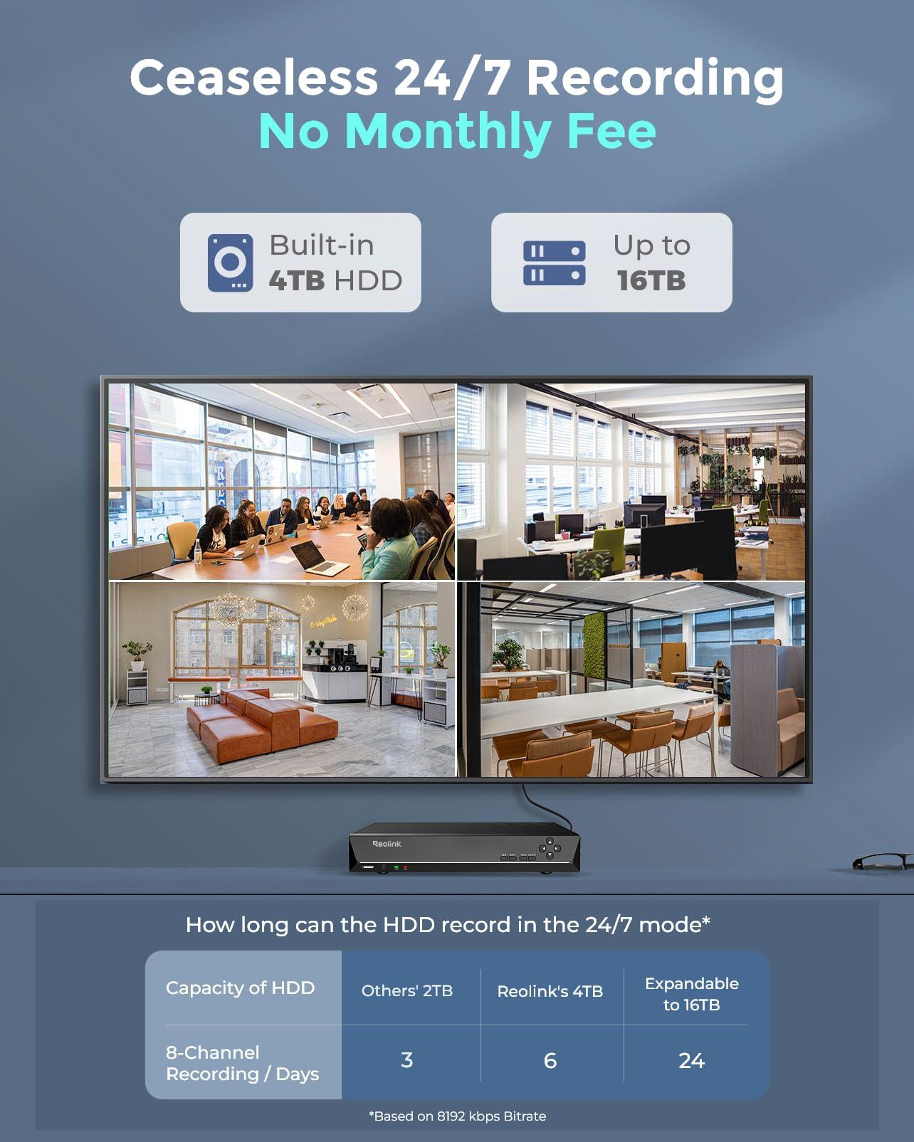 REOLINK REOLINK 12MP PoE Security Camera System RLK16-1200D8-A Bundle, 12pcs H.265 12MP Security Cameras Wired, Person Vehicle Pet Detection, Two-Way Talk, Color Night Vision, 4TB HDD 16CH NVR