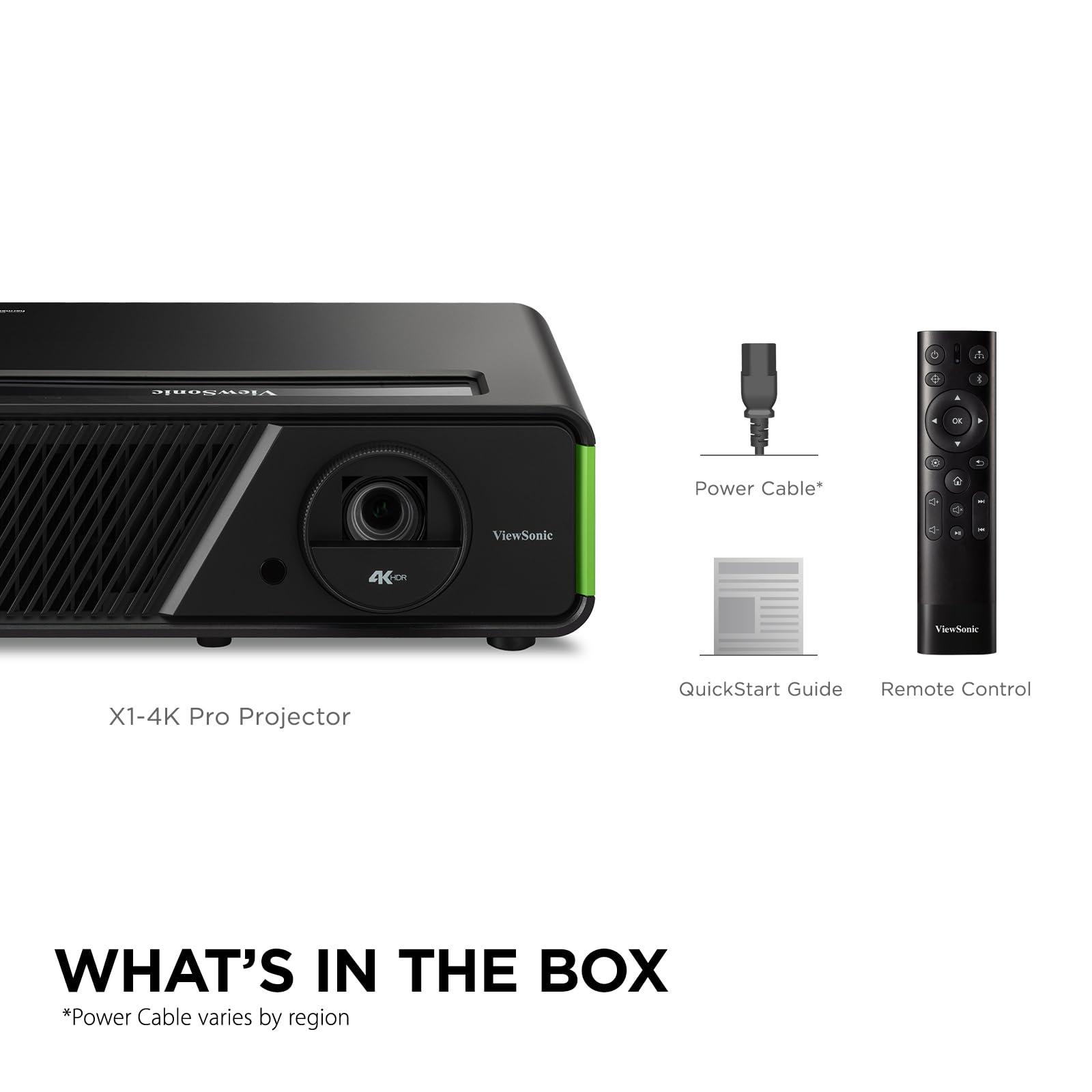 ViewSonic ViewSonic X1-4KPro 4K UHD LED Projector Designed for Xbox with Built-in Google TV and Netflix, 2500 ANSI Lumens, H/V Keystone, 4 Corner Adjustment, 1.3x Optical Zoom for Smart Home Theater