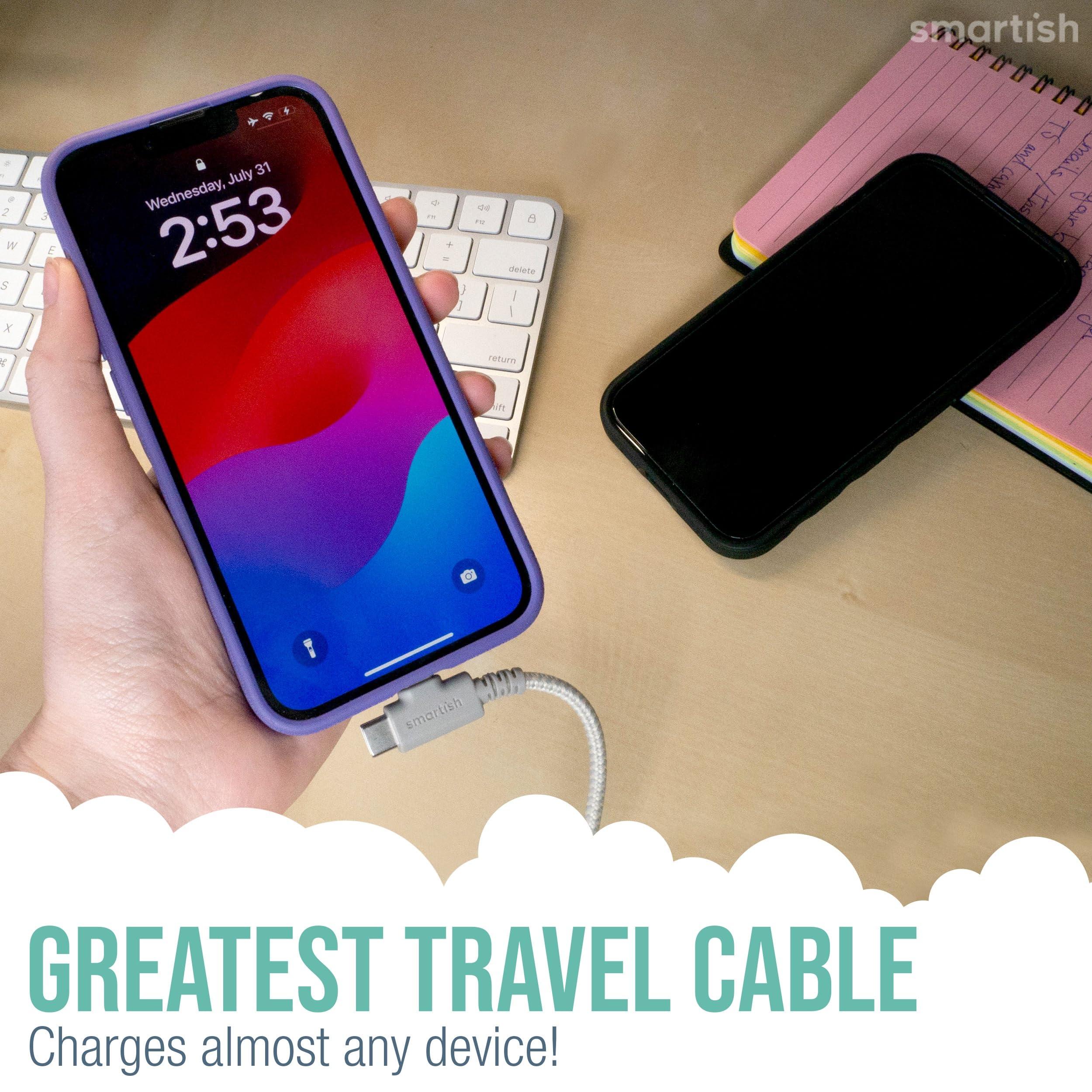 Smartish Smartish Bigger Cable Wrangler and Charger Bundle - Cable Organizer with 2-in-1 USB-C to USB-C/Lightning Cable Fast Charger 100W - Lightly Toasted Beige