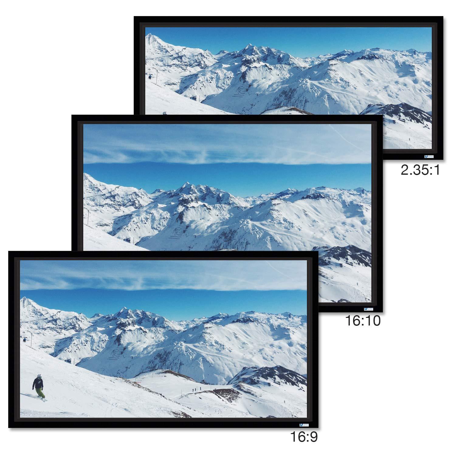 V Vutec Vutec Vu-Easy Wall Mount Projector Screen 103In Diag 16:9 | 2 1/2In Black Velvet Frame Anti-Crease Movie Home Theater Cinema High Performance |USA Made | Easy Install (Rear-Vu)