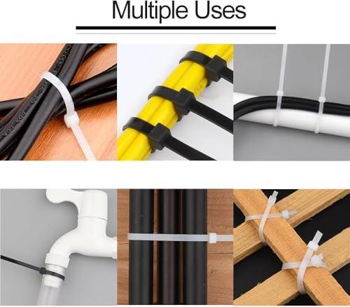 PLWCAMI White Zip Ties 8 Inch (1000 pack) Heavy Duty Self Locking clear Zipties Tensile Strength 40 Pound Clear Industrial 8\" Cable Ties Wraps for Home Office Garden Fence Garage indoor outdoor
