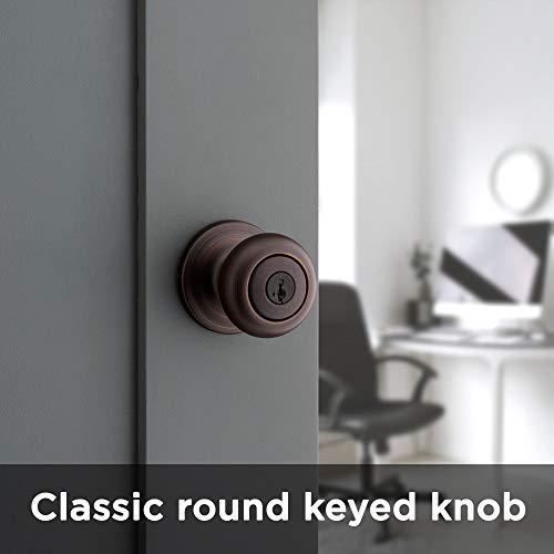Kwikset Kwikset Juno Entry Door Knob with Lock and Key, Secure Keyed Handle Exterior, Front Entrance and Bedroom, Venetian Bronze, Pick Resistant SmartKey Rekey Security and Microban