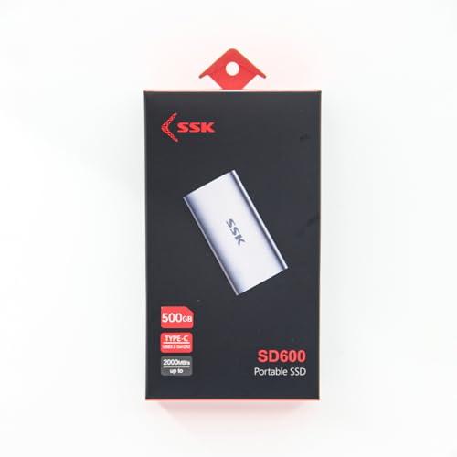 SSK SSK Portable SSD 500GB, up to 2000MB/s External Solid State Drives, USB 3.2 Gen2X2 NVMe SSD External Hard Drive, Ultra Low Power Consumption for iPhone 15/ MacBook/Pro/OTG Phone/Laptops