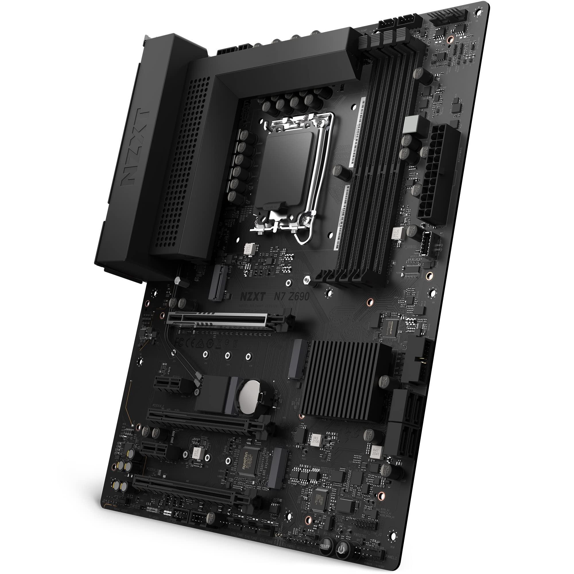 NZXT NZXT N7 Z690 Motherboard - N7-Z69XT-B1 - Intel Z690 chipset (Supports 12th Gen CPUs) - ATX Gaming Motherboard - Integrated I/O Shield - WiFi 6E connectivity - Bluetooth V5.2 - Black