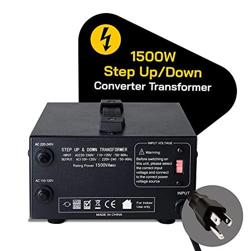 ELC ELC T Series 1500+ Watt Voltage Converter Transformer - Step Up/Down - 110v to 220v / 220v to 110v Power Converter - Circuit Breaker Protection, CE Certified [3-Years Warranty]