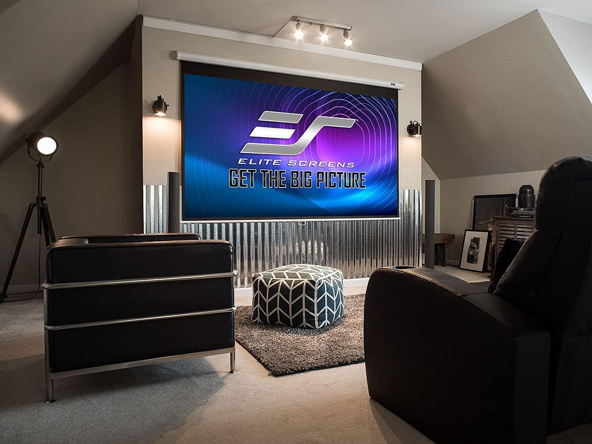 Elite Screens Elite Screens Manual B Series MaxWhite B 110" 16:9 4K Ultra HD Wall/Ceiling Mount Manual Projector Screen, Black