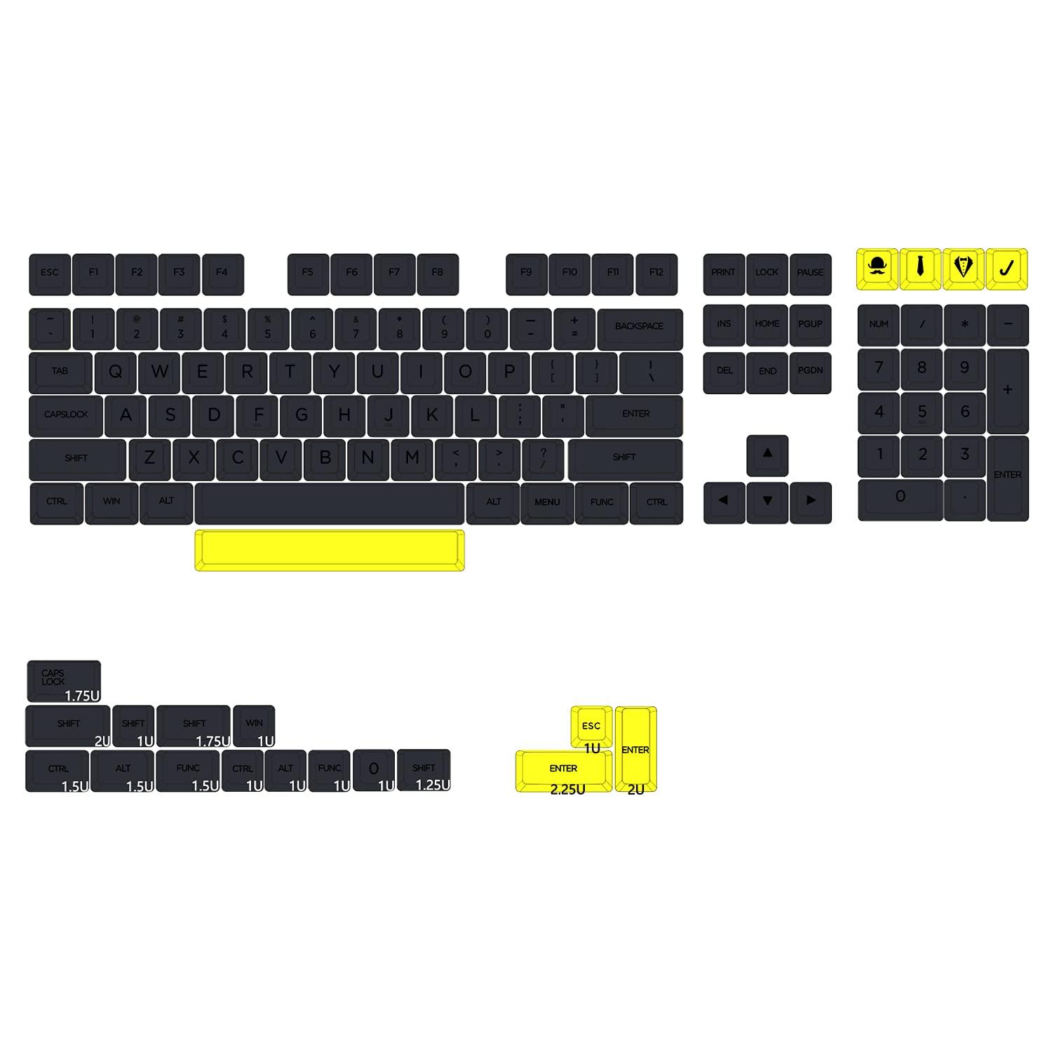 KPREPUBLIC KPREPUBLIC XDA V2 Gentleman Set Dye Sub Keycap Set Thick PBT for Keyboard gh60 Poker 87 tkl 104 ansi xd64 bm60 xd68 bm65 bm68 Japanese RU (XDA V2 GMan Set EN x1)