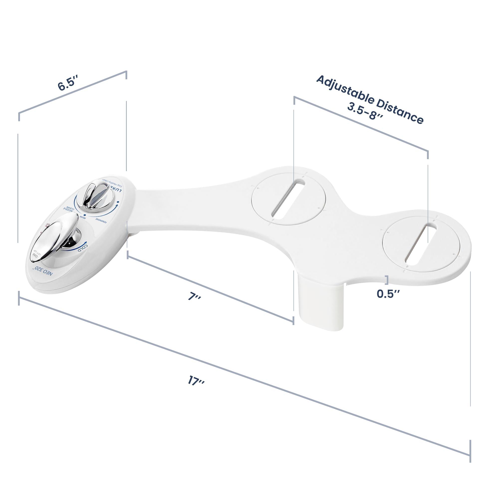 LUXE Bidet LUXE Bidet NEO 320 - Hot and Cold Water, Self-Cleaning, Dual Nozzle, Non-Electric Bidet Attachment for Toilet Seat, Adjustable Water Pressure, Rear and Feminine Wash, Lever Control (White)