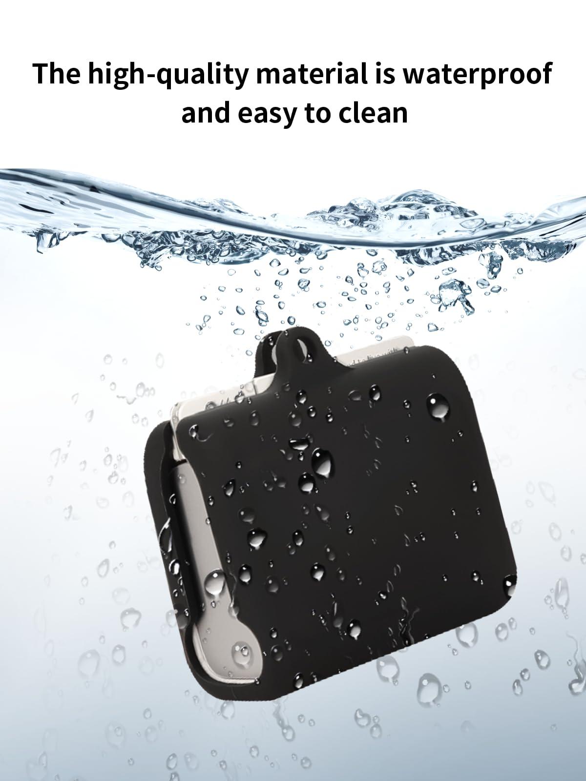 WUNIAK Case for ByteDance Ola Friend AI Agent Earphones 2024,WUNIAK Soft Silicone Protective Portable Scratch Shock Resistant Shell with Cleaner Kit & Carabiner & LanyardBlack