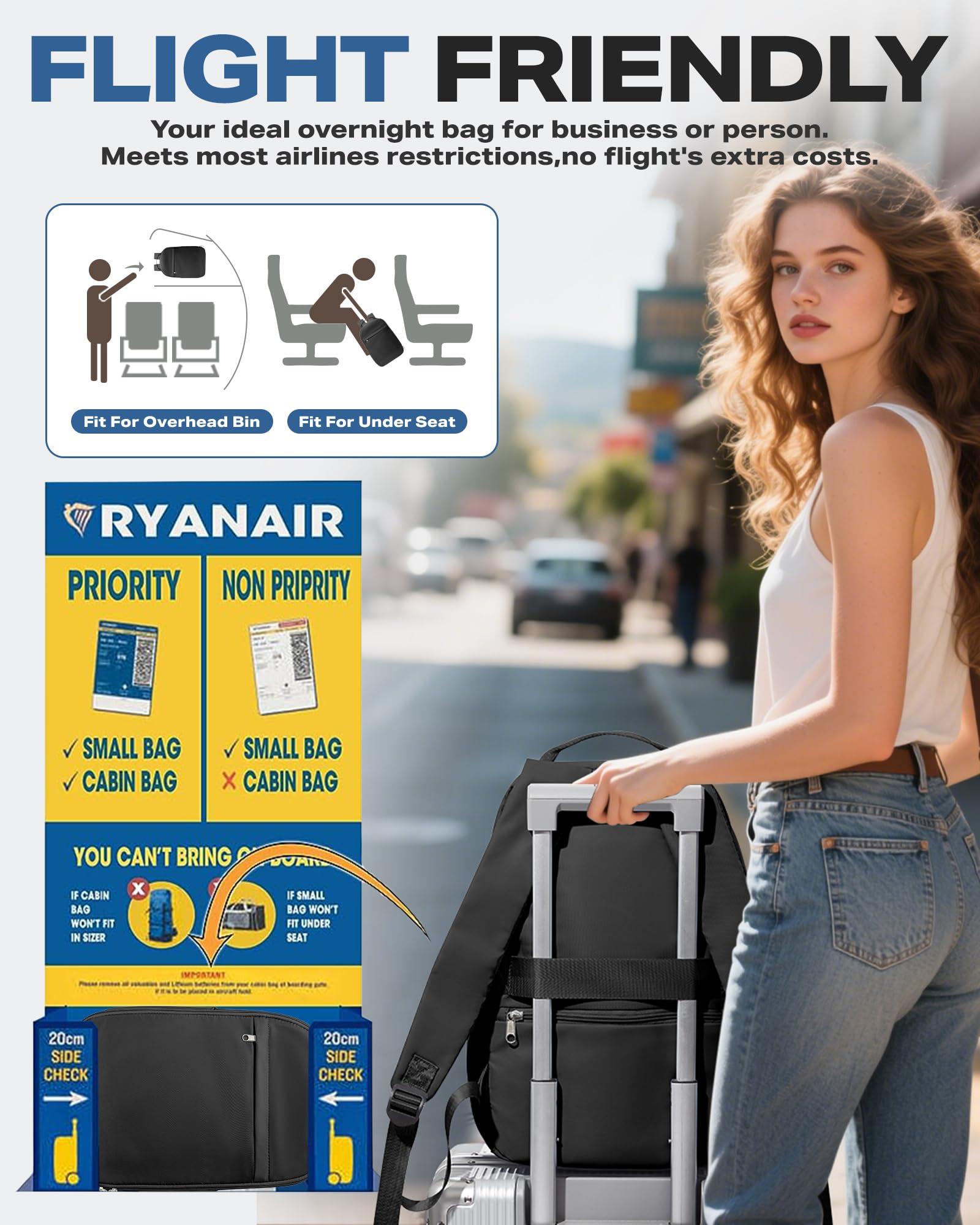 WEPLAN WEPLAN United Airlines Approved Personal Item Travel Bag, Underseat 20L Carry on Backpack, Waterproof Cabin Luggage Bag, mochila de viaje, Frontier Airlines Personal Item Bag, black