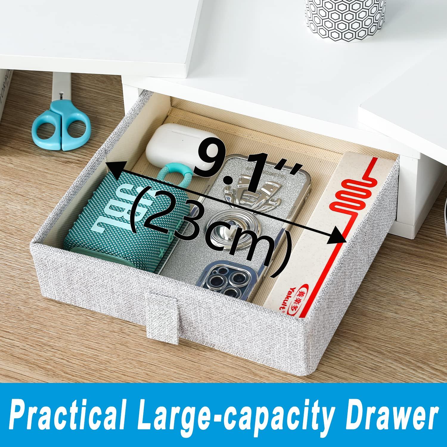 TEAMIX TEAMIX White Dual Monitor Stand Riser with Drawer - Length and Angle Adjustable Double Corner Desk Shelf Organizer 37 inch Long for 2 Laptop/PC/Screen/TV