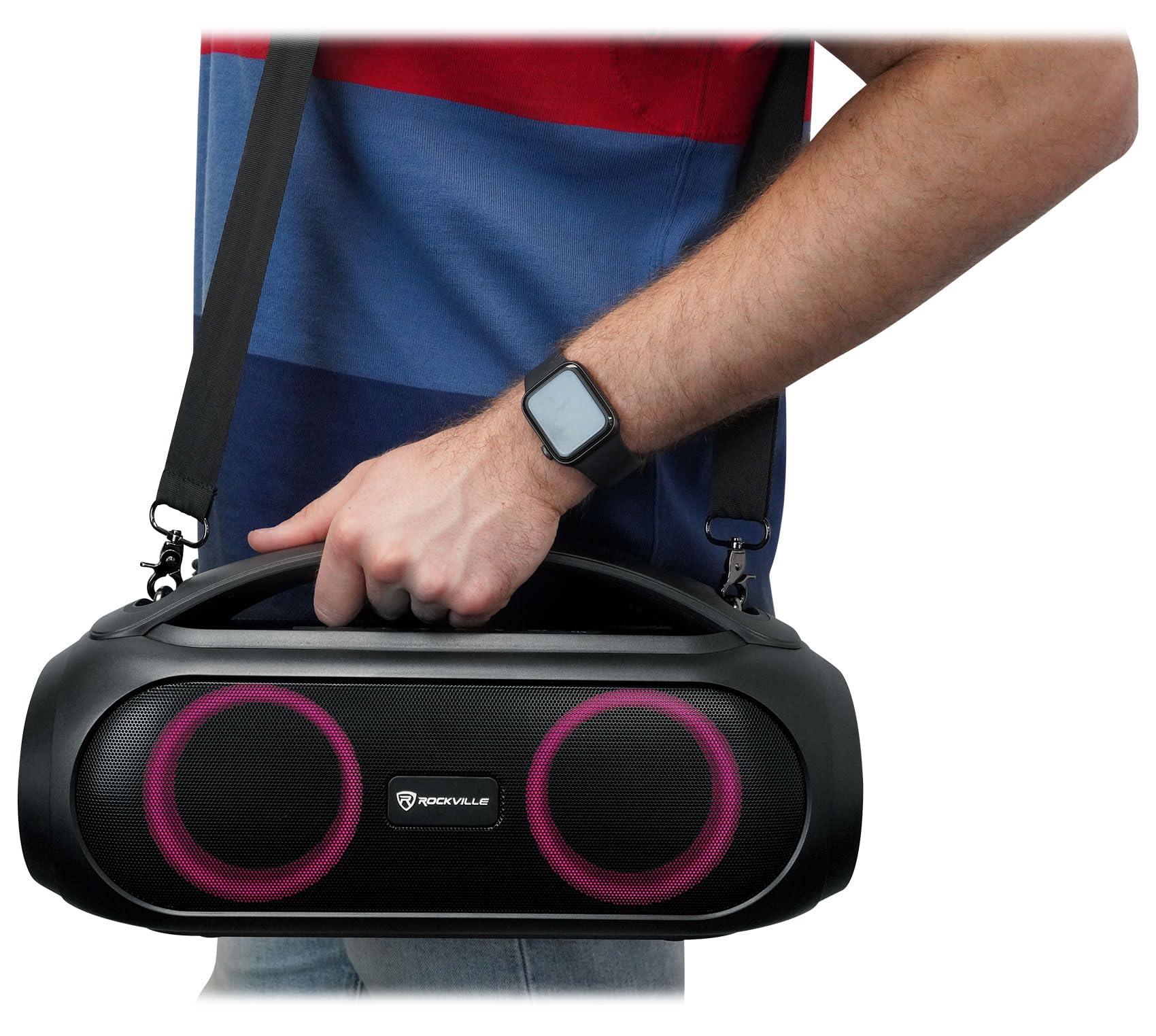 Rockville Rockville (2) GO Party MAX BASS Portable LED Bluetooth Speakers w/Wireless Link