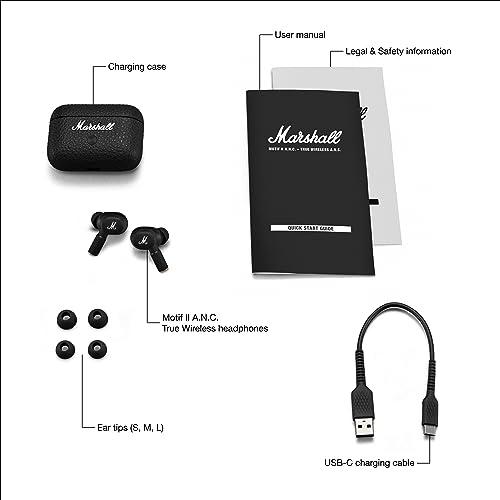 Marshall Marshall Motif II True Wireless Active Noise-Canceling Earbuds Headphones, Black