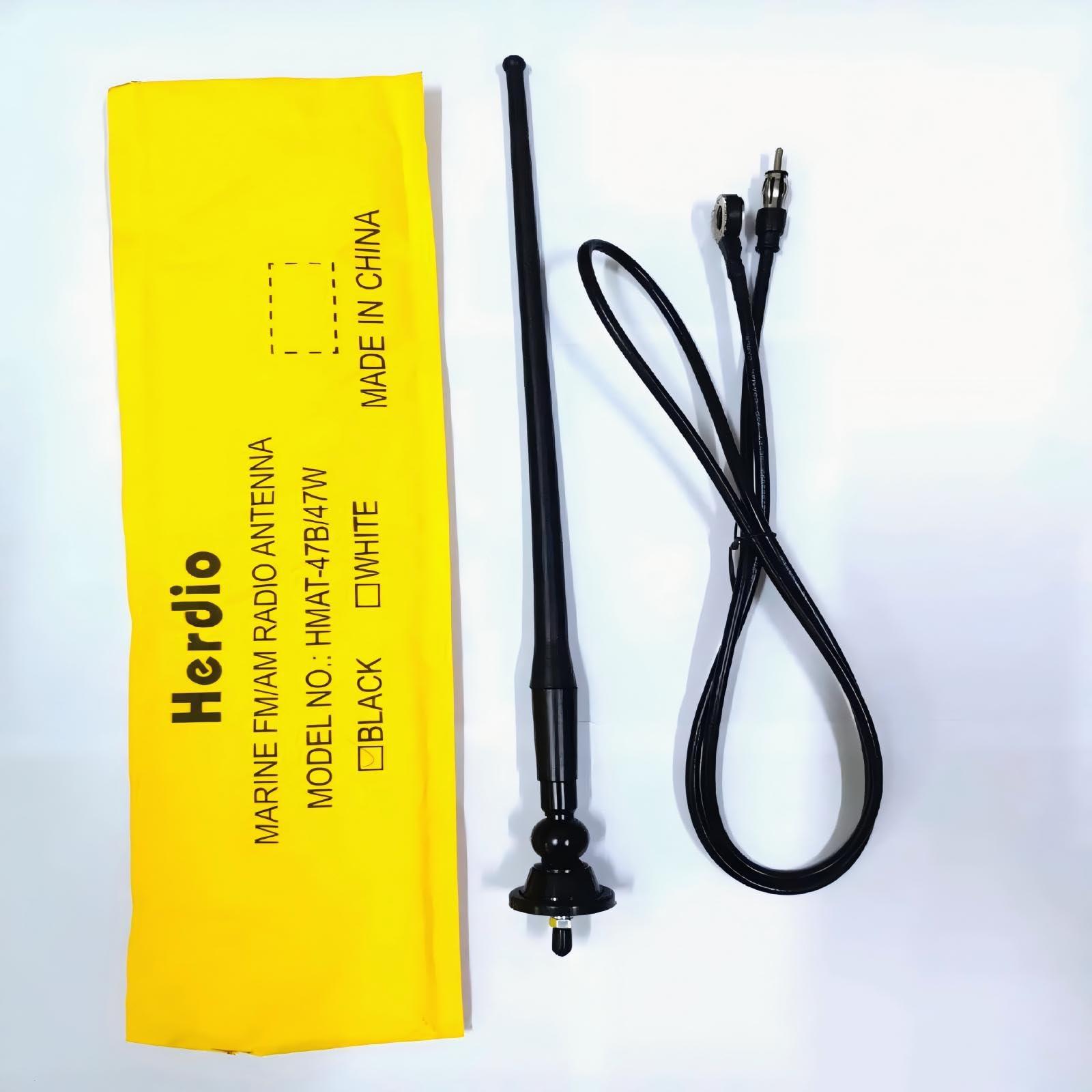 Herdio Herdio Waterproof Marine Radio Antenna 3.0mm Connector Rubber Duck Dipole Flexible Mast FM AM Antenna for Boat Car ATV UTV RZR SPA