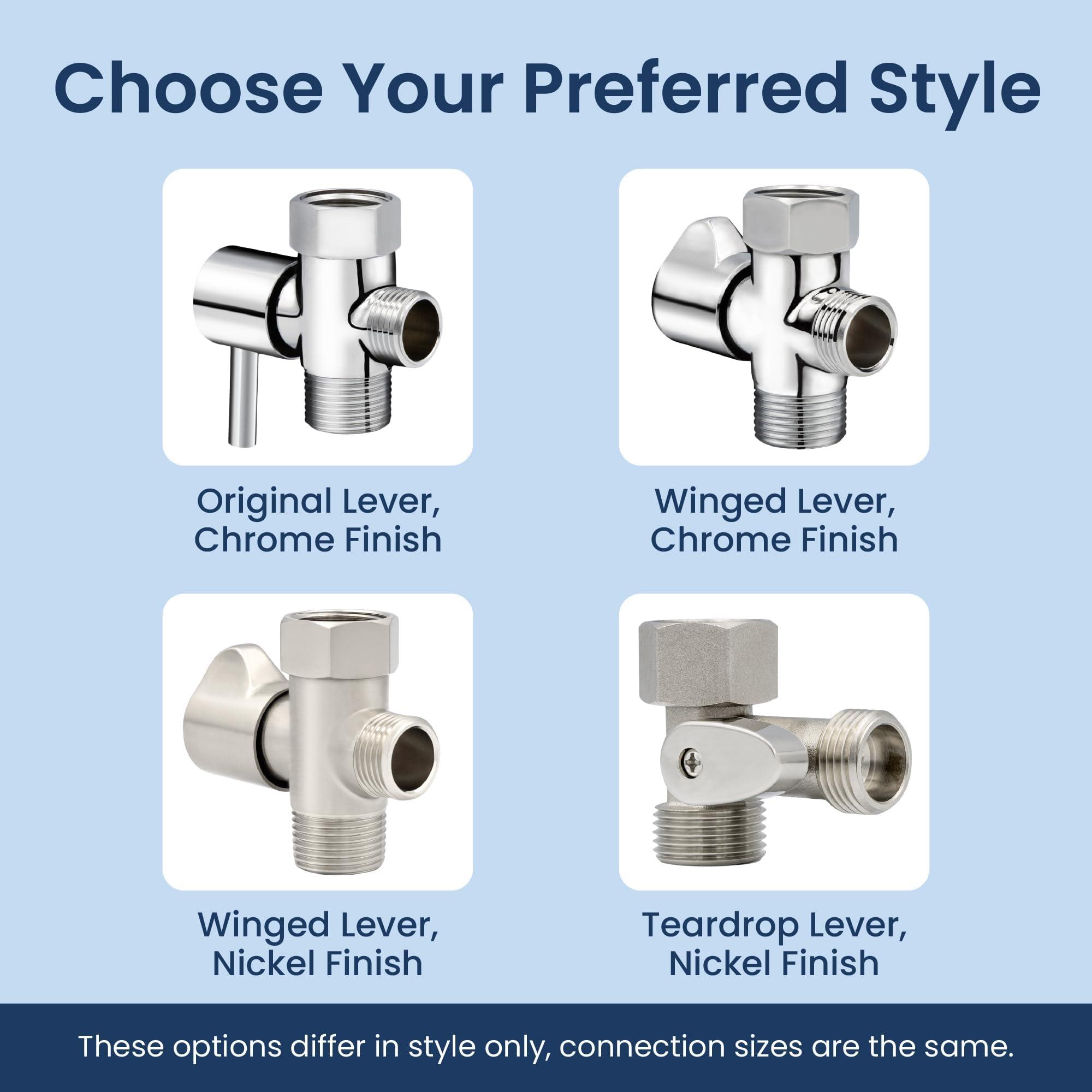 LUXE Bidet LUXE Metal T-adapter with Shut-off Valve, 3-way Tee Connector, Chrome Finish, for Luxe Neo Bidets