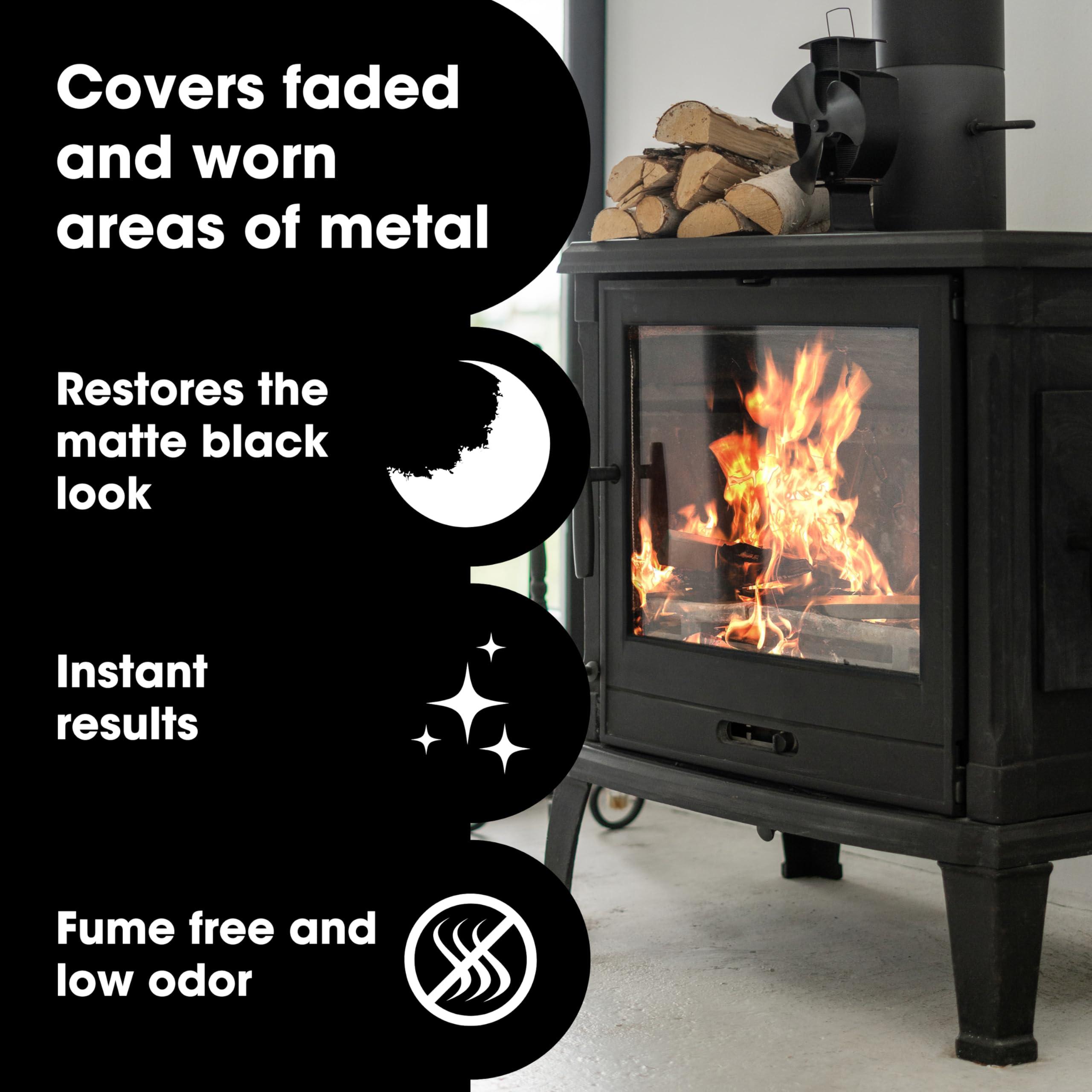 Furniture Clinic Furniture Clinic Stove Restorer | Matte Black High Heat Paint | Restores and Protects Cast Iron | For use on Log Burners, Grates, & Fireplaces | 8.5oz / 250ml