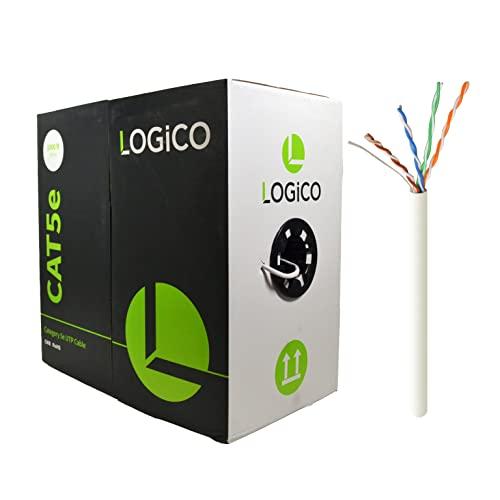 LOGICO LOGICO Cat5e UTP 1000ft Bulk Ethernet Network Cable 24AWG 350Mhz Pure Copper Riser White