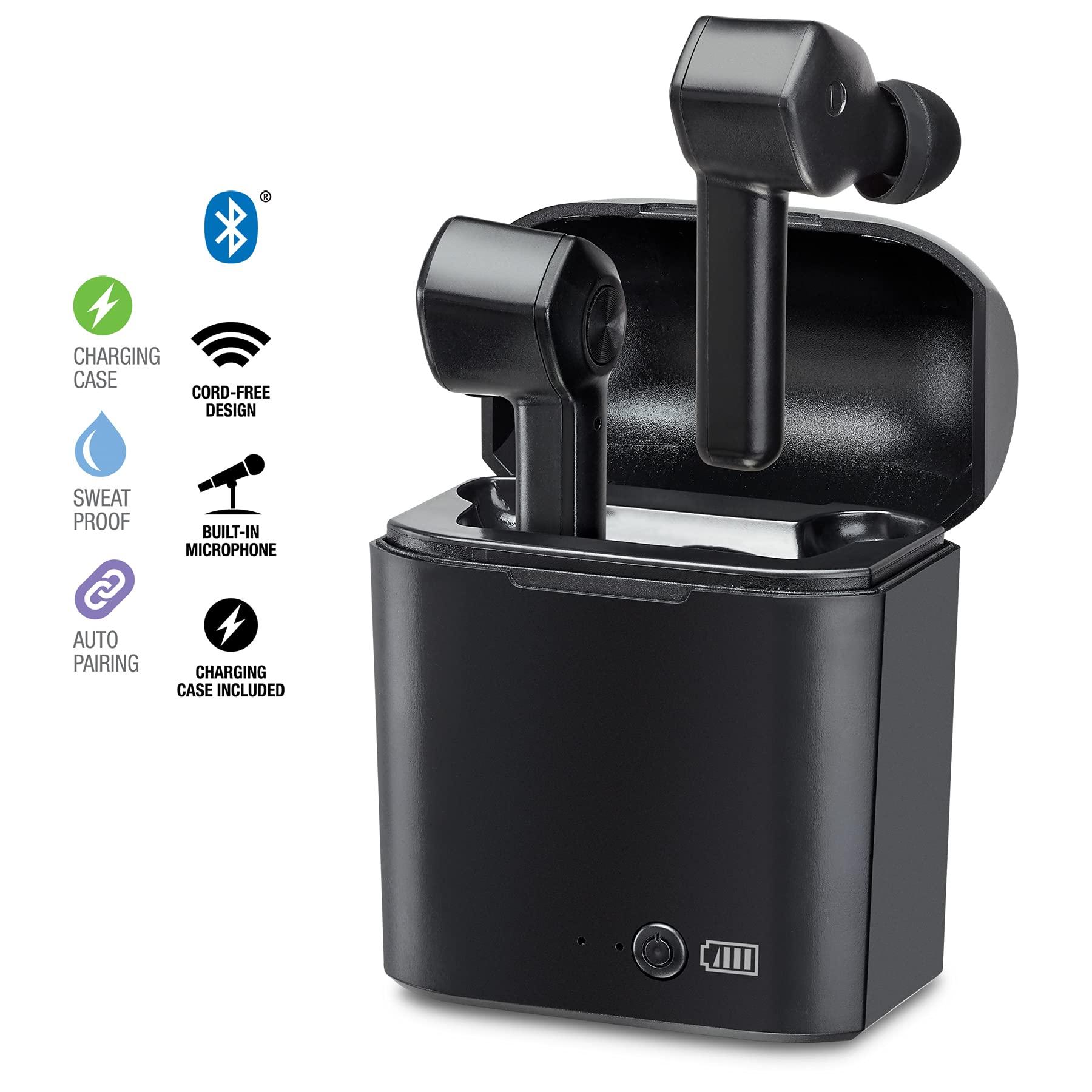 iLive iLive Truly Wire-Free Bluetooth Earbuds, Sweatproof Design, Charging Case, Includes 3 Set of Ear Tips, Black (IAEBT300B)