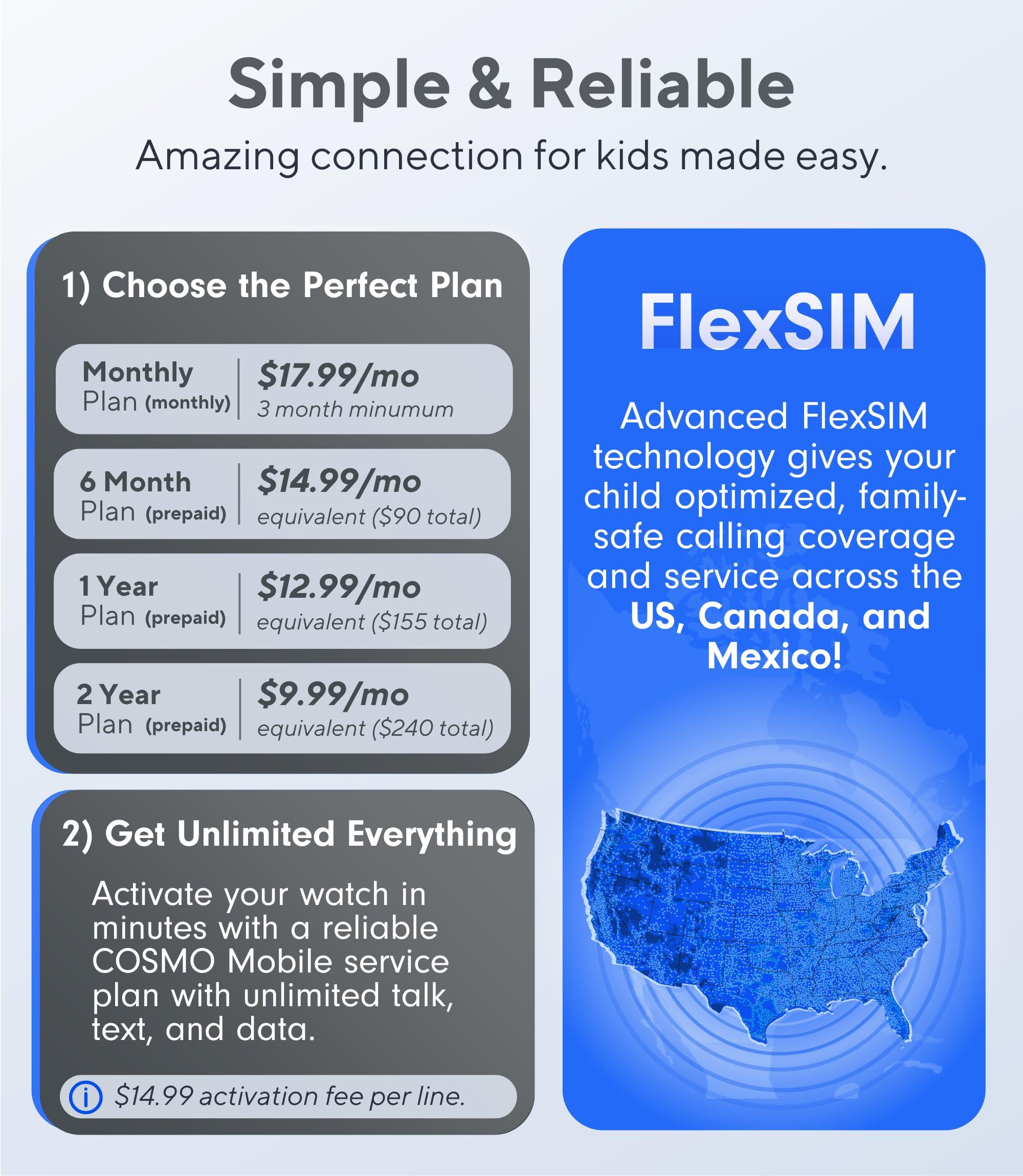 JrTrack JrTrack 4 Kids Smart Watch by Cosmo | Phone Watch & GPS Tracker | Enhanced Parental Controls | Call, Text, Activity, School Lock | Spotify Music | SIM Card Included | SOS & Safety Alerts | (Black)