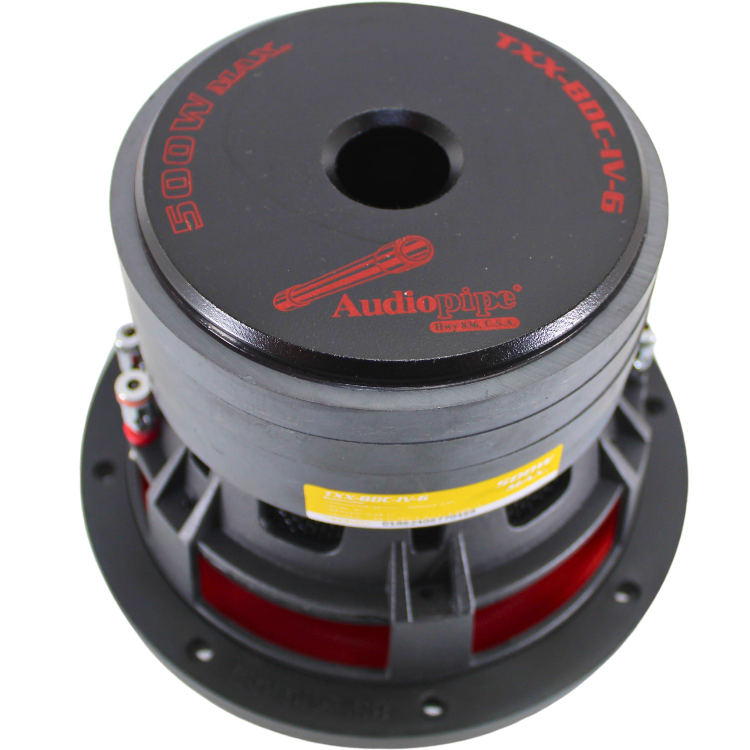 Audiopipe Audiopipe 6" Quad Stack Composite Cone Subwoofer (TXX-BDC-IV-6), Superior Performance, 500W, 2.5" BASV Voice Coil, 4 Magnets, Non-Press Paper Cone, Aluminum Basket, Multi-Connect, 2 x 4 Ohm