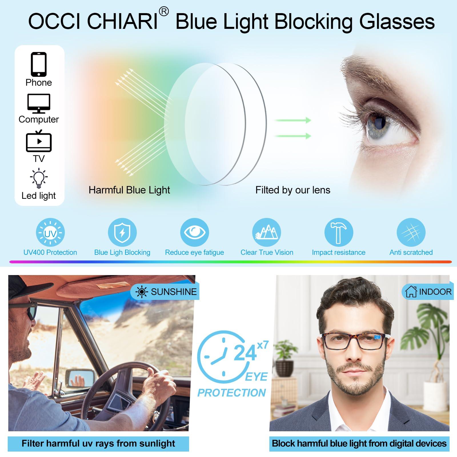 OCCI CHIARI OCCI CHIARI Blue Light Blocking Reading Glasses Men Fashion Computer Readers 2.75(1.0 1.25 1.5 1.75 2.0 2.25 2.5 2.75 3.0 3.5 4.0 5.0 6.0)