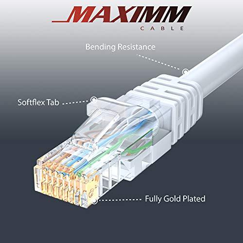 Maximm Maximm Cat 6 Ethernet Cable 3 Ft, 100% Pure Copper, Cat6 Cable (24 Pack) LAN Cable, Internet Cable and Network Cable - UTP (White)