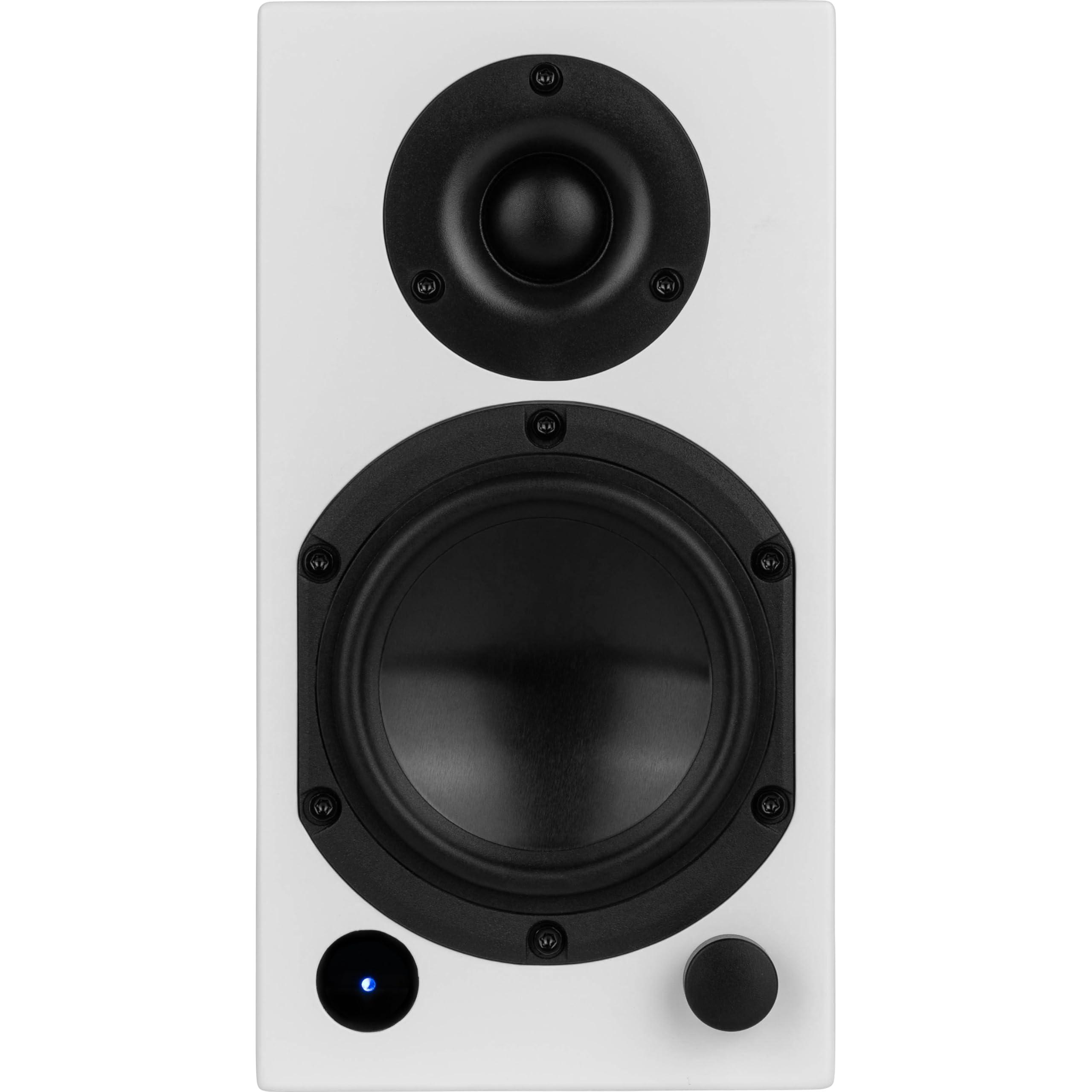Dayton Audio Dayton Audio M4 Powered Desktop Speakers with Bluetooth and USB DAC | Remote Included | 150W Peak Power | Pair (White, 4in)