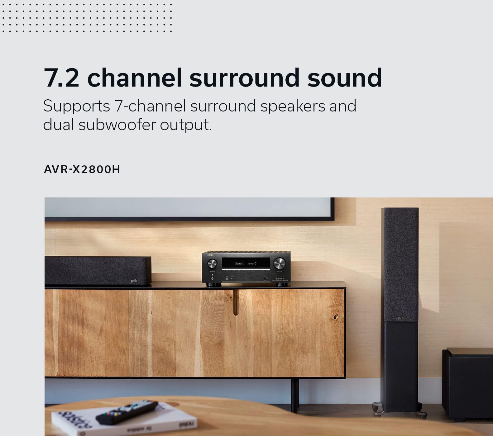 Denon Denon AVR-X2800H 7.2 Channel 8K Home Theater Receiver with Dolby Atmos/DTS:X and HEOS Built-in (Factory Certified Refurbished)