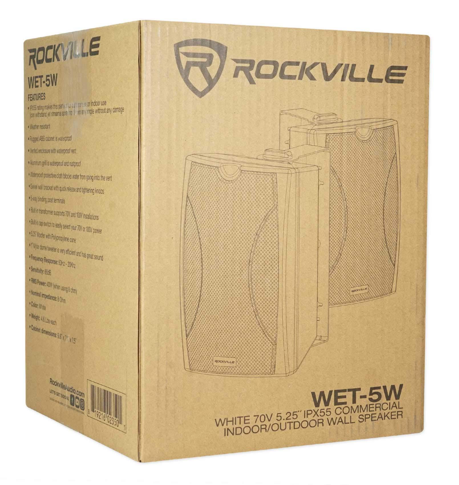 Rockville Rockville 10 WET-5W 70V 5.25\" IPX55 White Commercial Indoor/Outdoor Wall Speakers