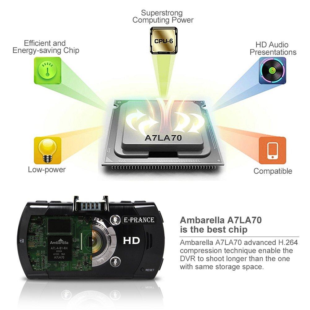 E-PRANCE E-PRANCE 2015 New B47fs Super Night Vision Car Dash Camera Recorder Super Hd 1296p G-Sensor Hdmi + 170 Degree Ultra Wide Angle + Ov4689 Cmos Sensor + Ir Night Vision with 32gb Memory Card