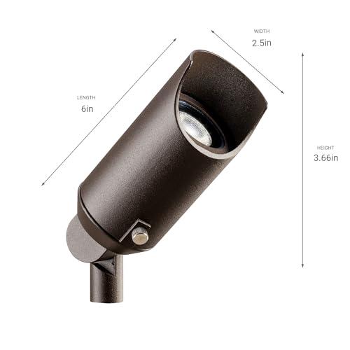 Kichler Kichler 6" Mini Outdoor Accent Light in Textured Architectural Bronze, 12V LED Adjustable Spotlight, (6" L x 2.5" H), 15384AZT,Brown