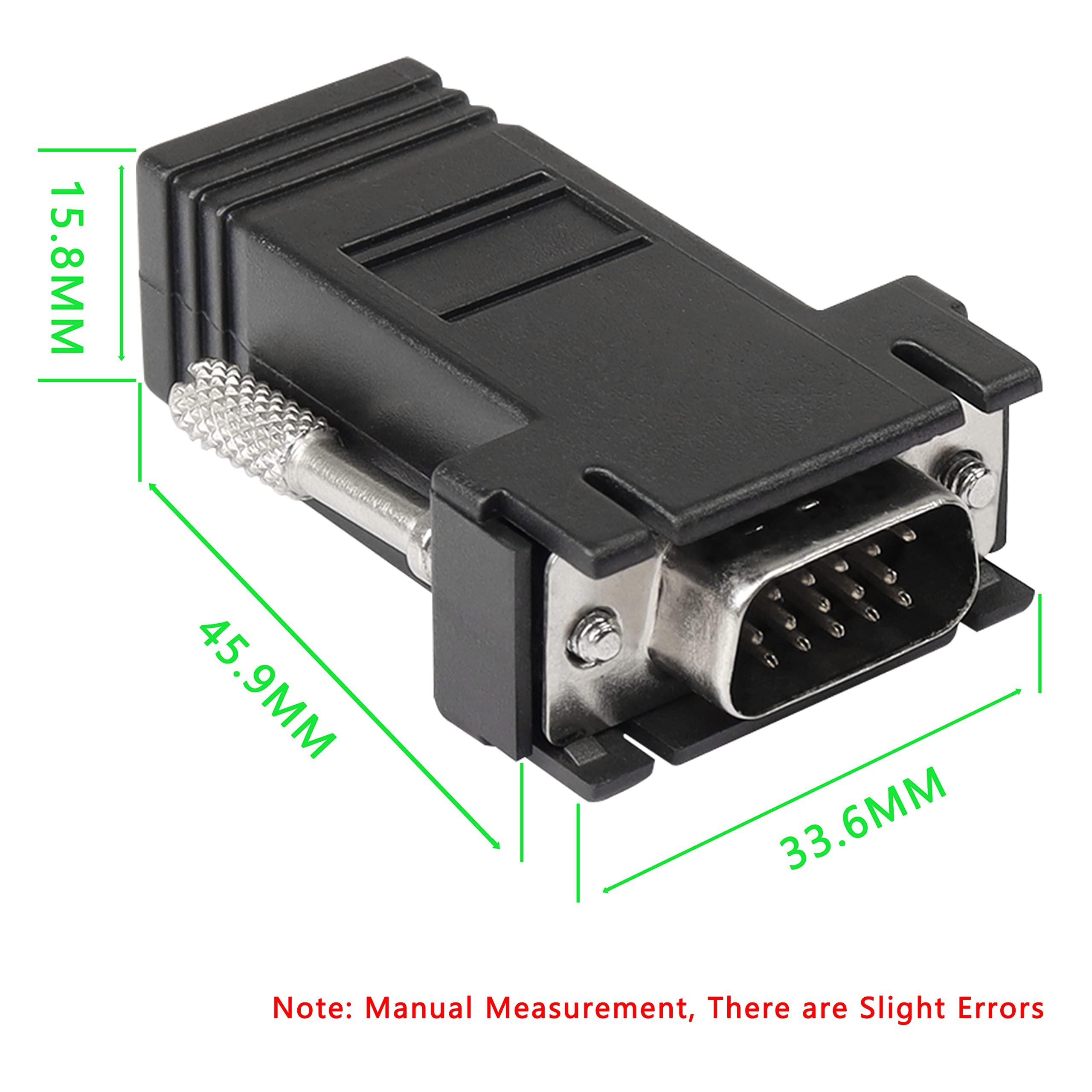 GELRHONR GELRHONR VGA Extender Over Ethernet Adapter, VGA to RJ45 Signal Extender Adapter, VGA 15-Pin Male/Female to RJ45 Female Extender Transmission Over CAT5 CAT6 Ethernet Cable -2pack