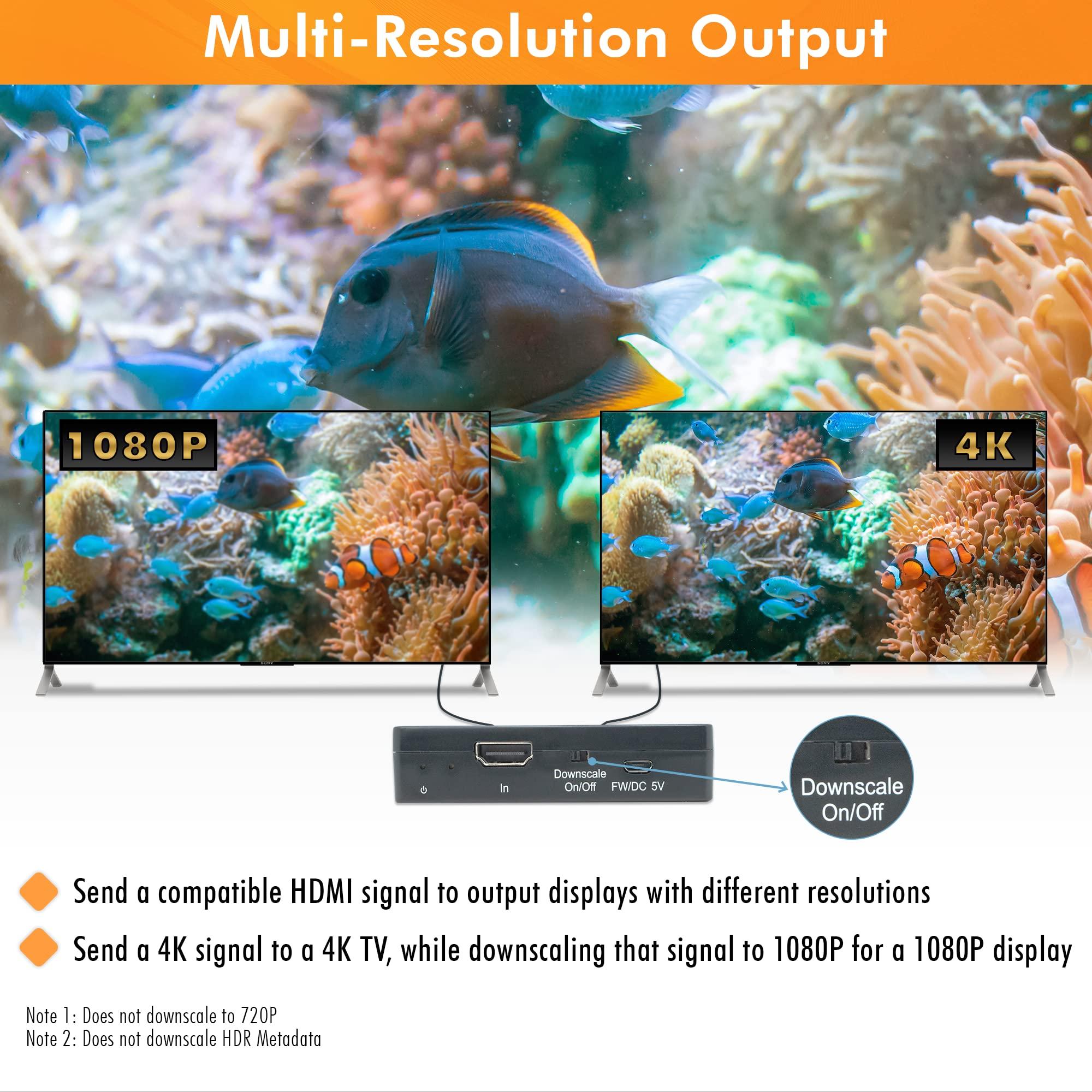 J-Tech Digital J-Tech Digital HDMI Splitter 1 in 2 Out 4K 60Hz Multi-Resolution Output (MRO) HDMI 2.0 Splitter Supports Downscale HDR HDR10 / Dolby Vision 4K@60Hz 4:4:4 HDCP2.3 2.2 (JTECH-4KSP2)