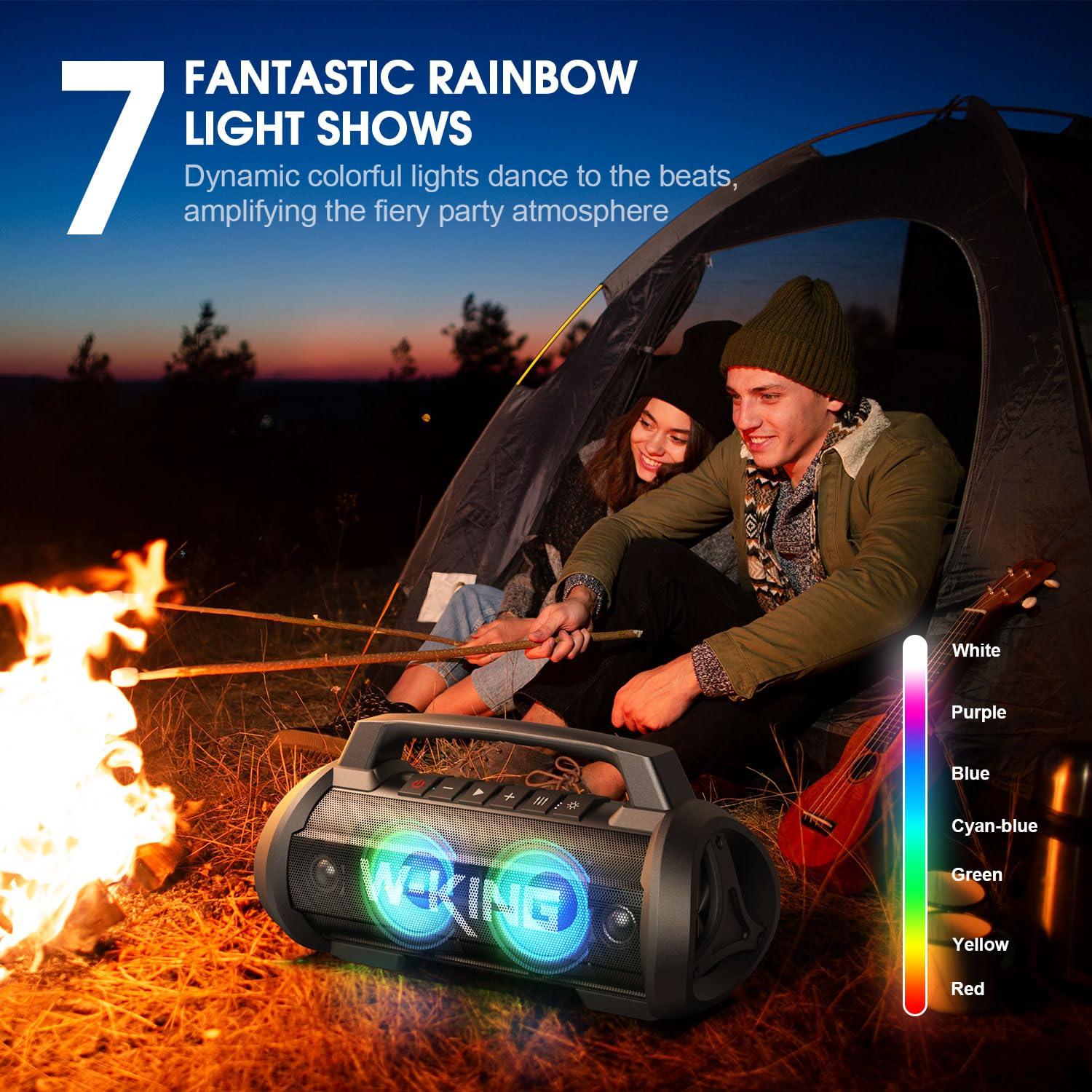 W-KING W-KING 70W(120W Peak) Portable Bluetooth Speaker with Wireless Microphone, Waterproof Bluetooth Speakers with Subwoofer Outdoor Speakers Bluetooth Wireless Loud/Deep Bass/DSP/Stereo Pairing/Power Bank