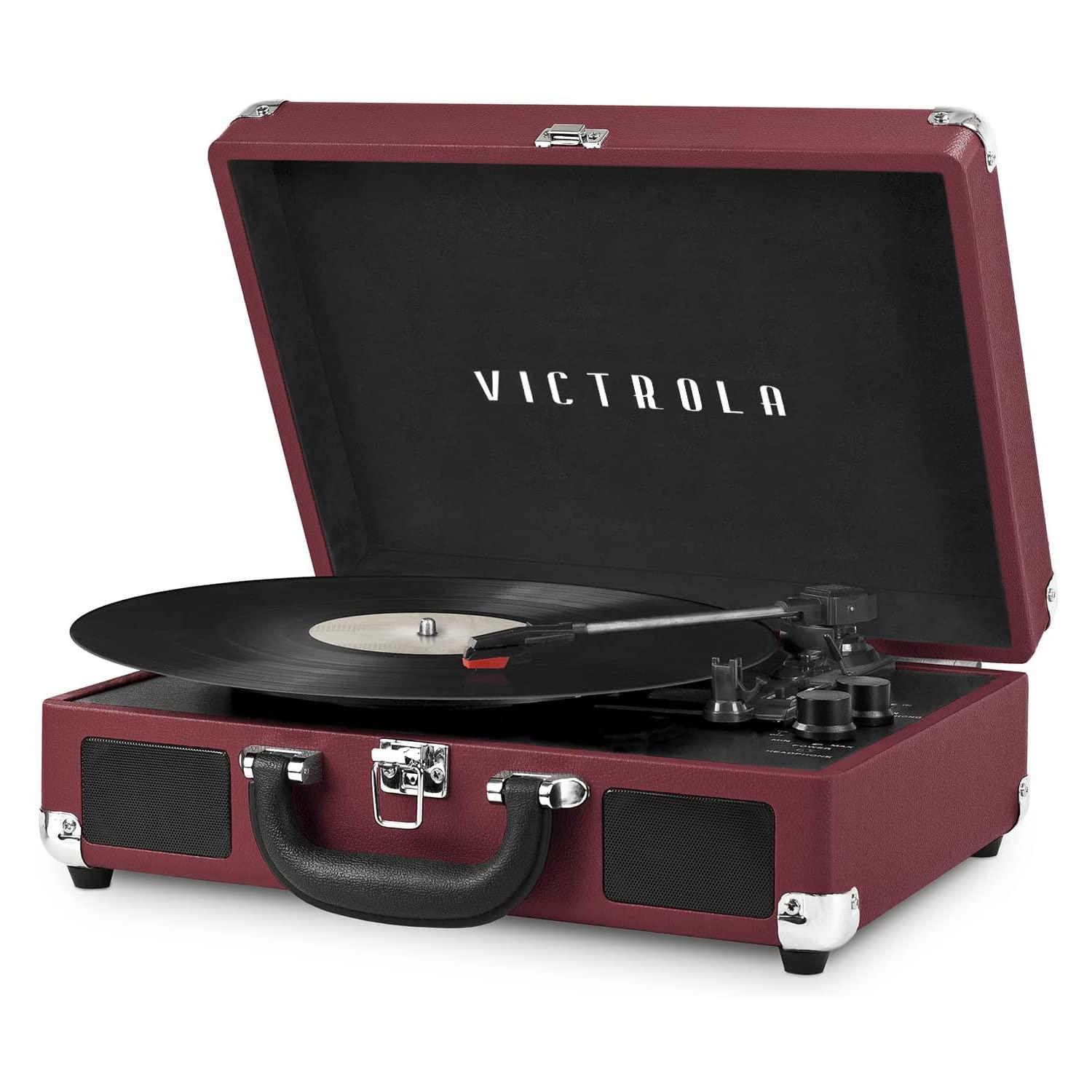Victrola Victrola Vintage 3-Speed Bluetooth Portable Suitcase Record Player with Built-in Speakers | Upgraded Turntable Audio Sound|Marsala, Model Number: VSC-550BT-ML