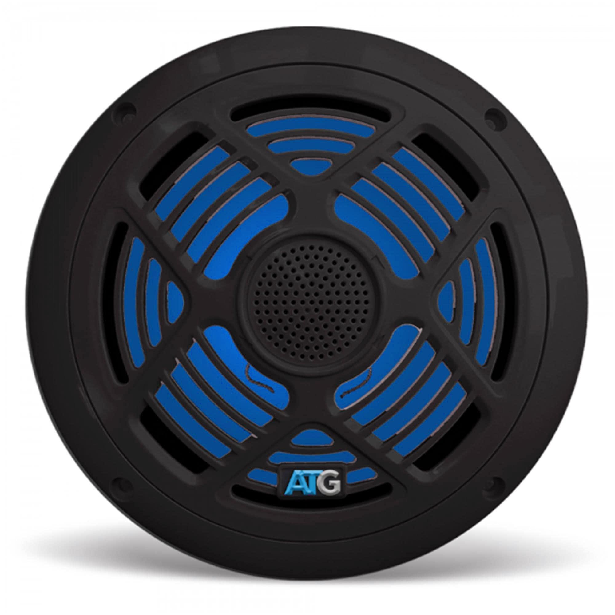 Audio To Go ATG Audio Marine 8" Coaxial Speakers with RGB LEDs, Pair, Black, 160W - ATG8MRGB-B
