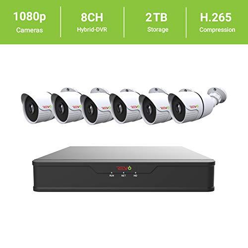 REVO America REVO America Hybrid 8Ch. 2TB HDD DVR Video Security System, 6 x 1080p Indoor/Outdoor IR Bullet Cameras - Remote Access via Smart Phone, Tablet, PC & MAC (RUH81B6G-2T)