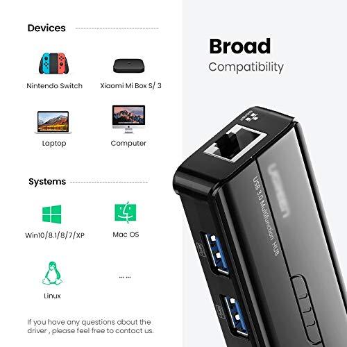 UOHUFIDABFD USB Hub USB Ethernet USB 3.0 to RJ45 USB Hub Computer Network Multi-Port Adapter